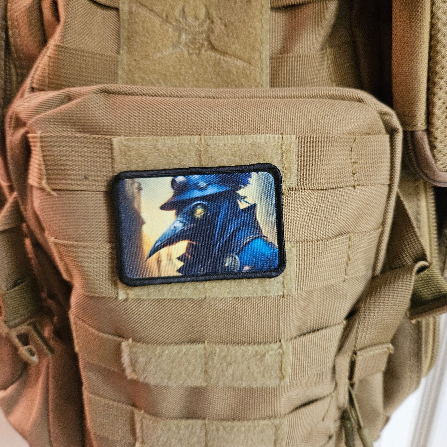 Steampunk plague doctor goth artistic 2"x3" morale patch with hook and loop backing