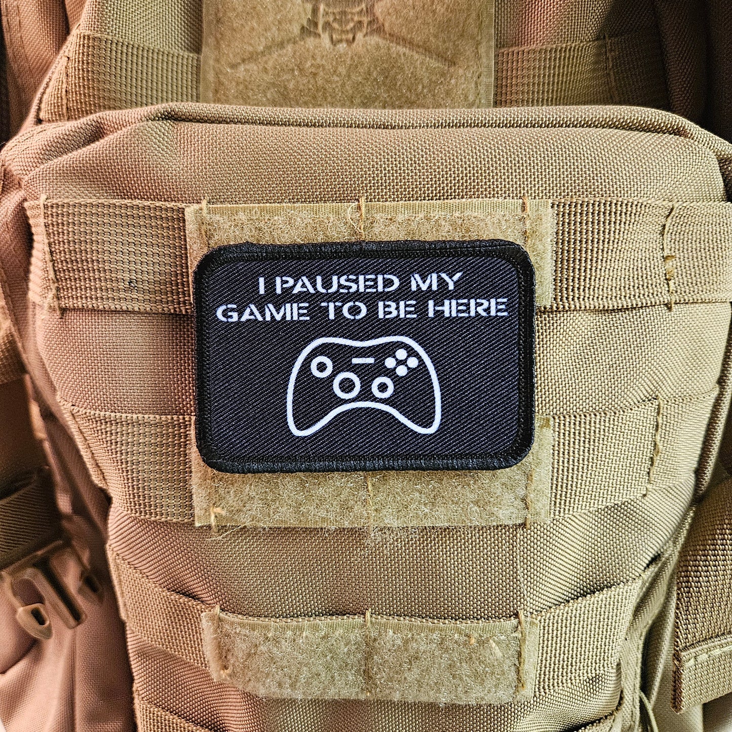 I paused my game to be here meme 2"x3" removable morale patch with hook and loop backing
