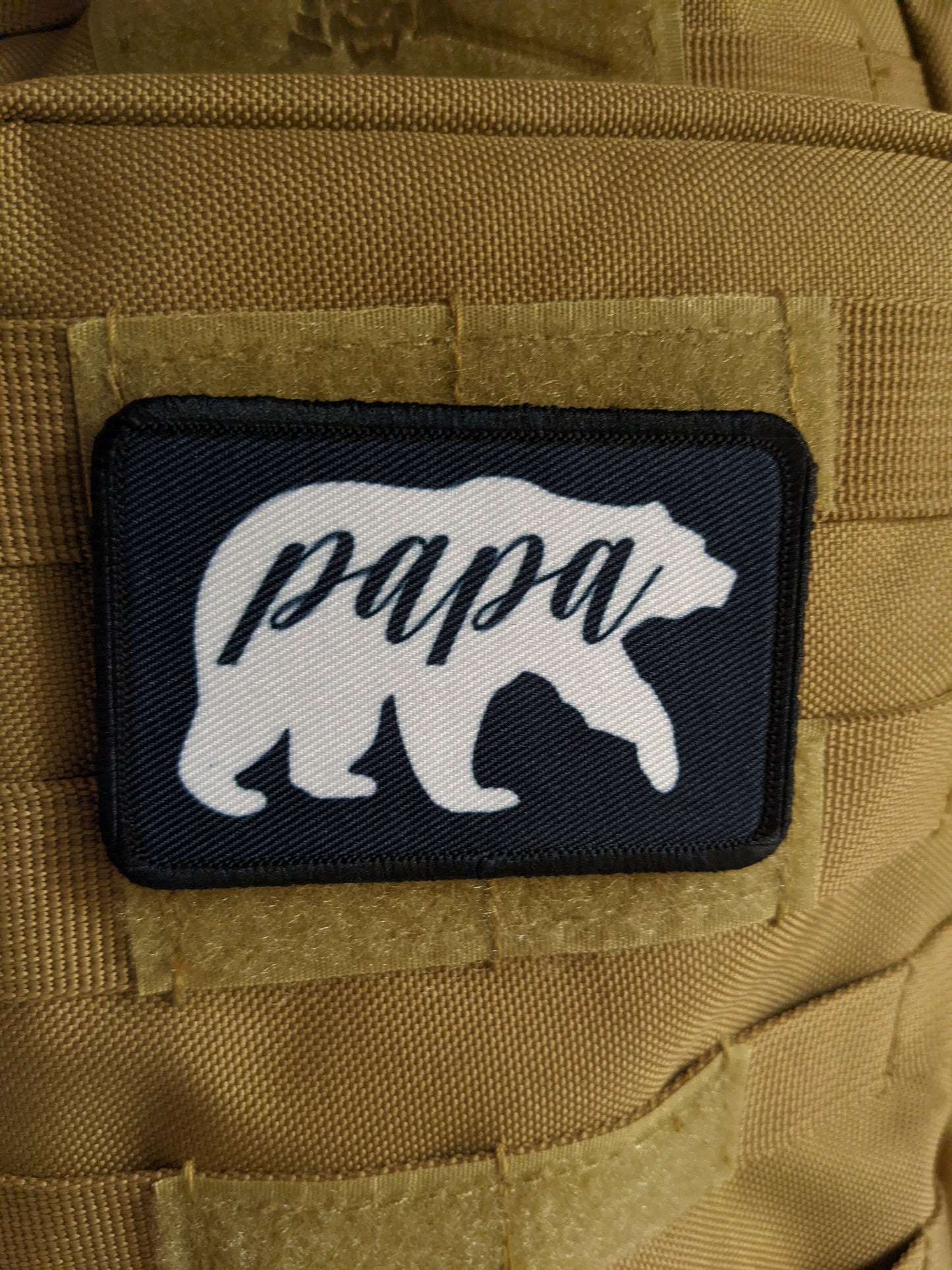 Mama bear Papa bear baby bear family combo 2"x3" white morale patch with hook and loop backing