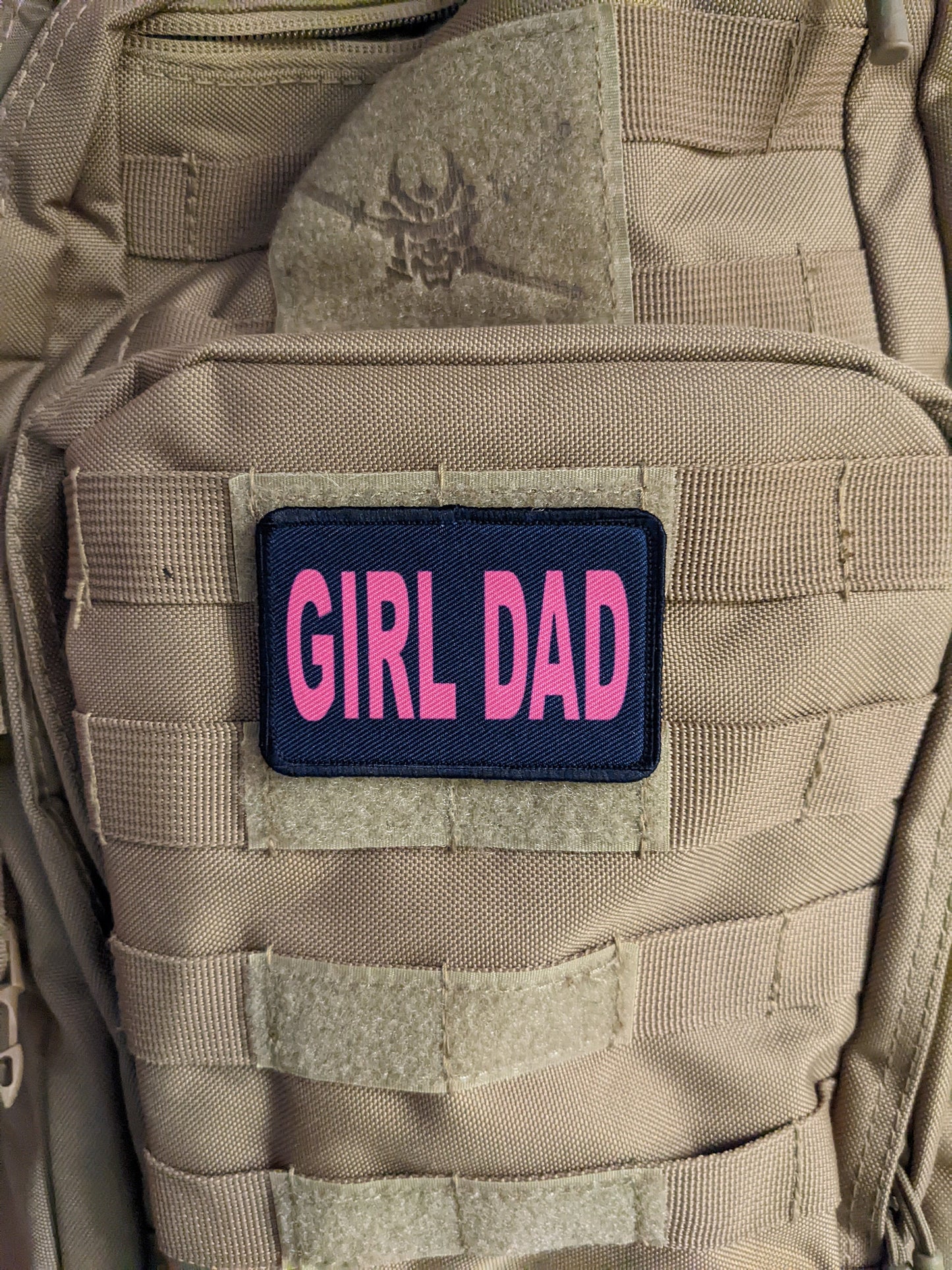 Girl Dad funny parenting joke 2"x3" morale patch with hook and loop backing