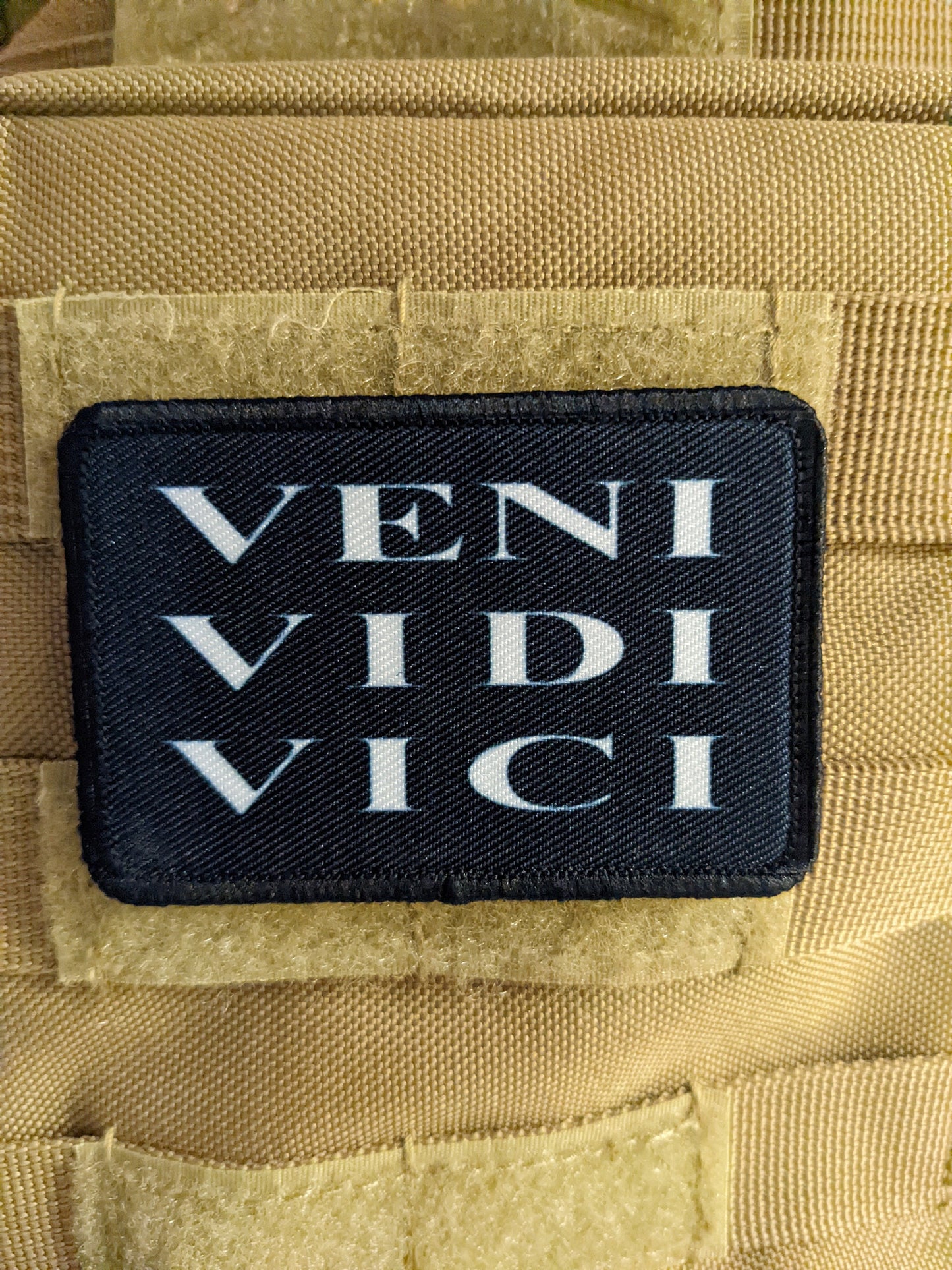Veni Vidi Vici I came I saw I conquered Julius Caesar edc 2"x3" morale patch with hook and loop backing military joke meme