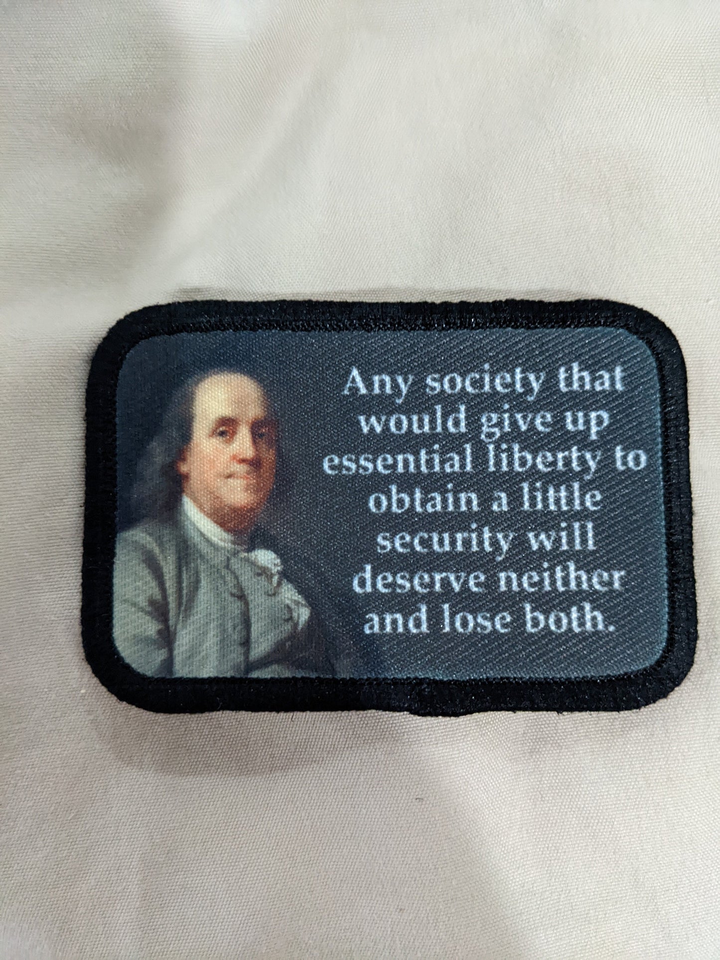 lot of 5 founding fathers quotes Ben Franklin, Thomas Paine, John Adams 2"x3" removable morale patch with hook and loop backing