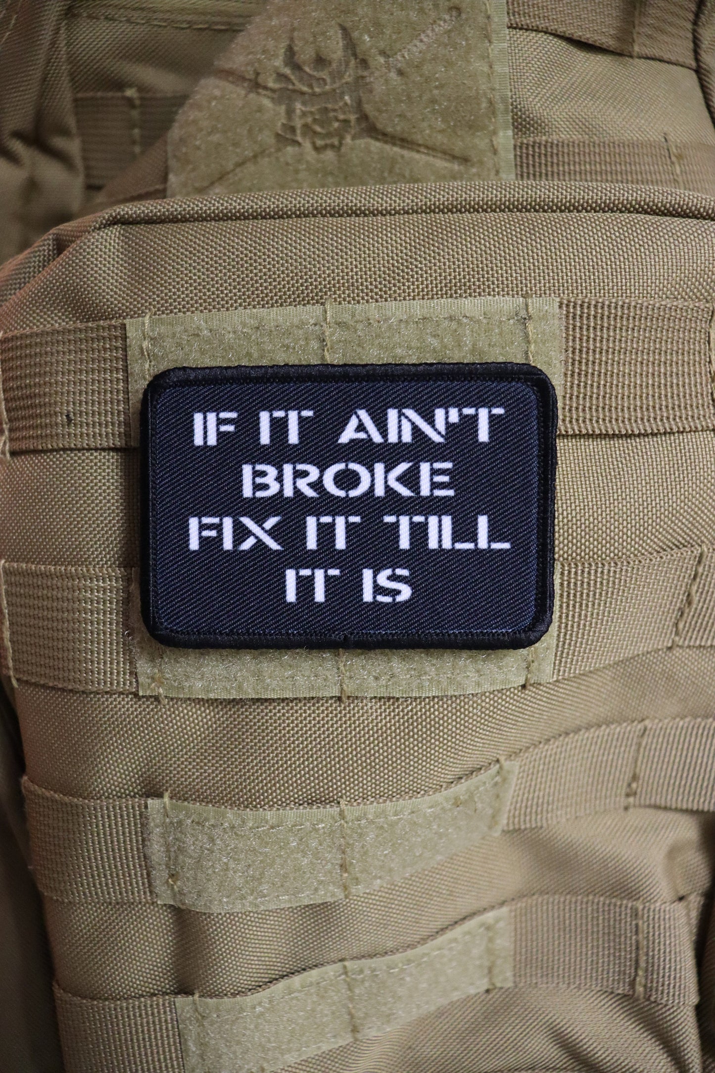 if it ain't broke fix it till it is 2"x3" morale patch with hook and loop backing military joke meme