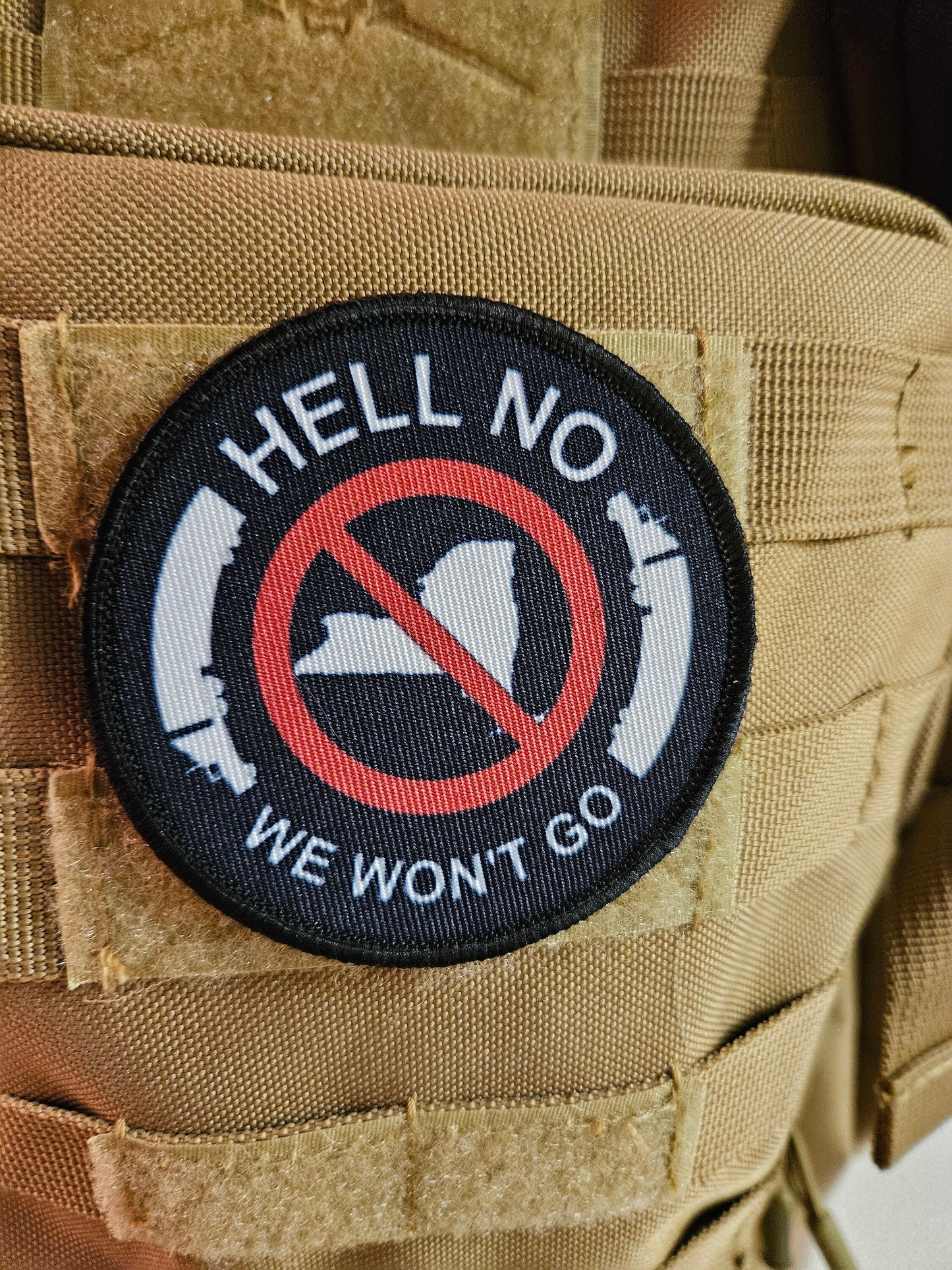 New York trucker boycott protest 3" circle removable morale patch with hook and loop backing
