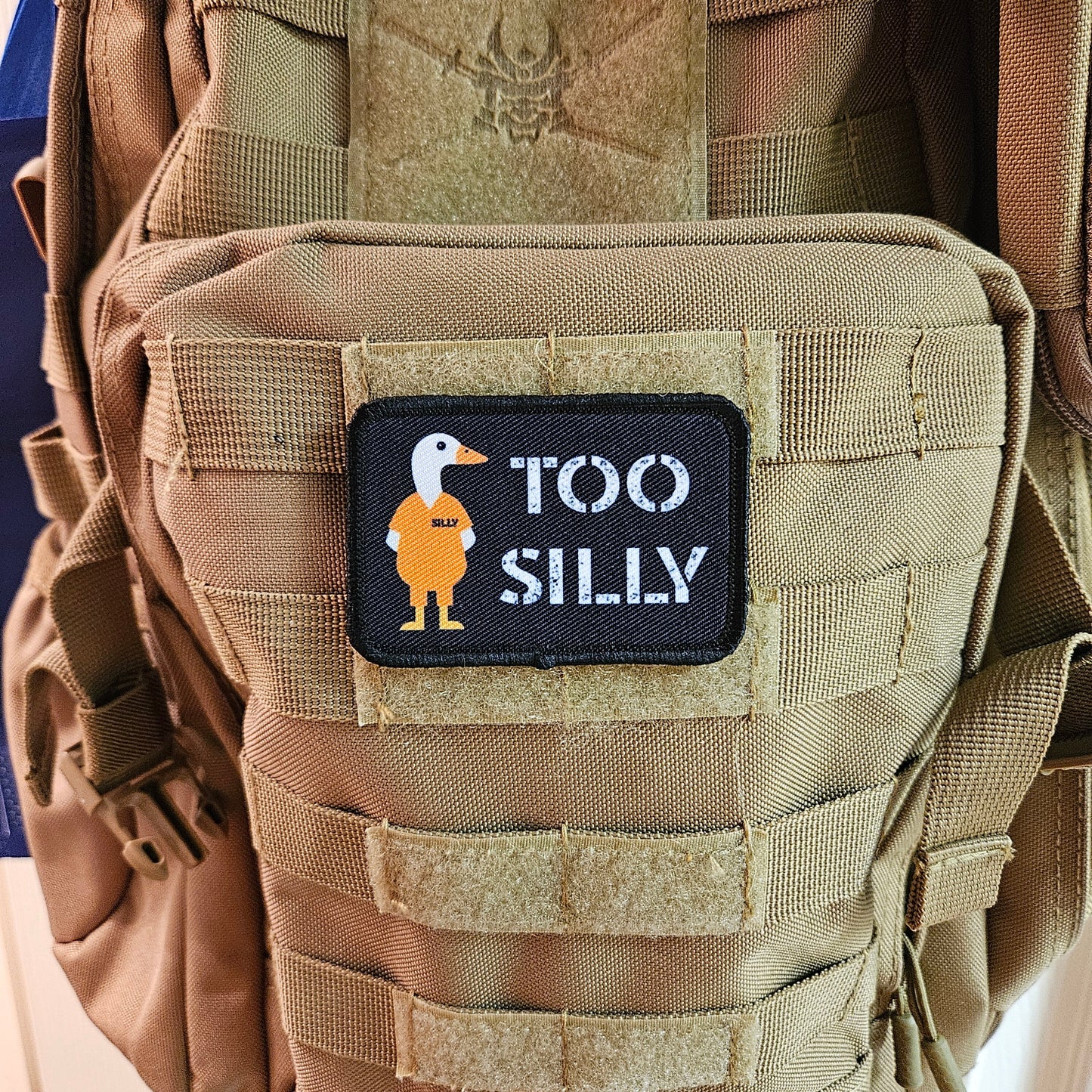 Silly goose was too silly prison meme funny 2"x3" morale patch with hook and loop backing