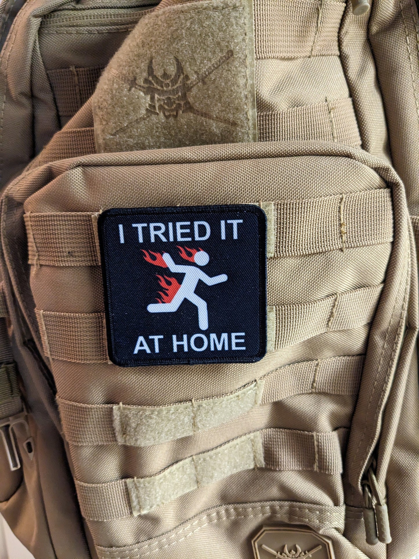 Do t try this at home I tried it at home meme 3x3" square morale patch with hook and loop backing