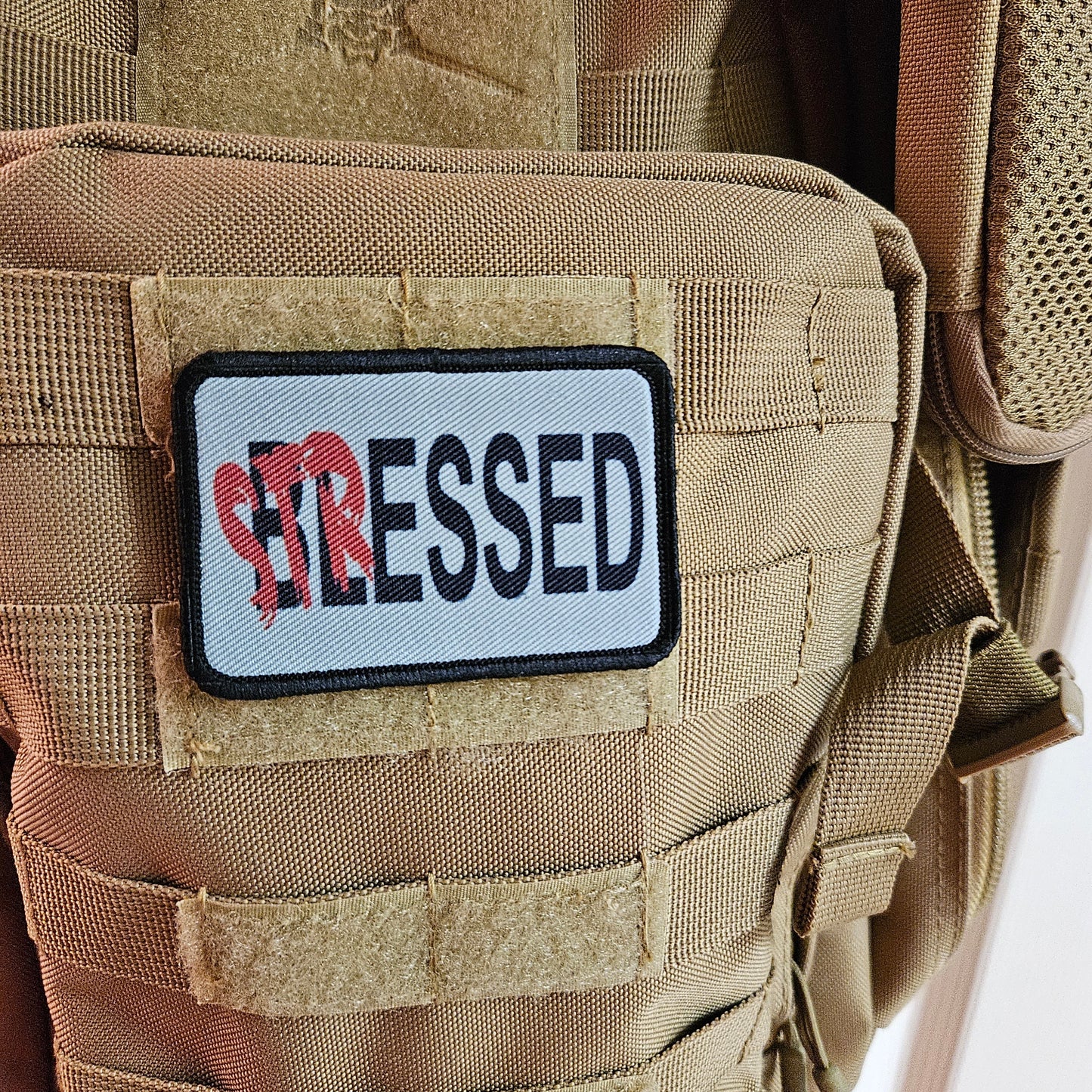 Too stressed to be blessed meme funny 2"x3" morale patch with hook and loop backing
