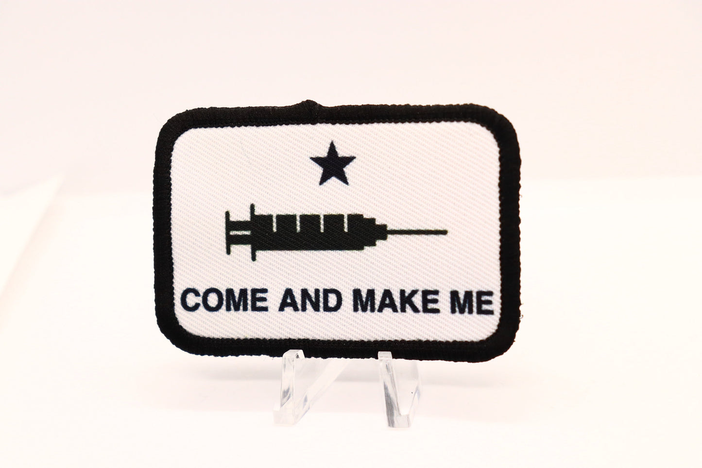 Come and Make Texas flag jab patch meme 2"x3" morale patch with hook and loop backing