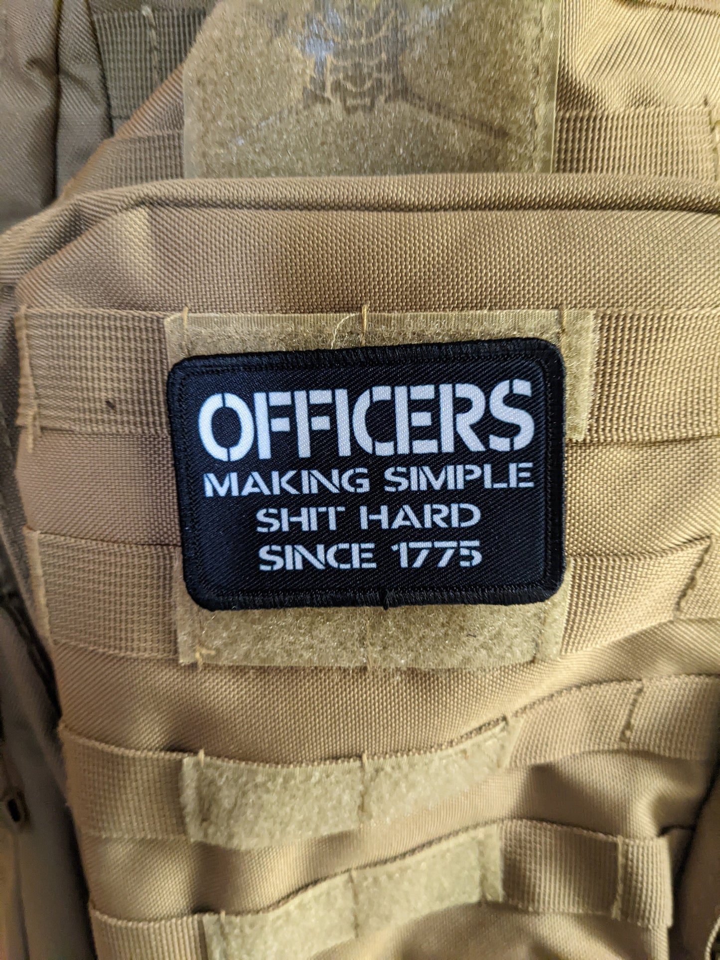 OFFICERS making simple shit hard since 1775 military joke 2"x3" morale patch with hook and loop backing