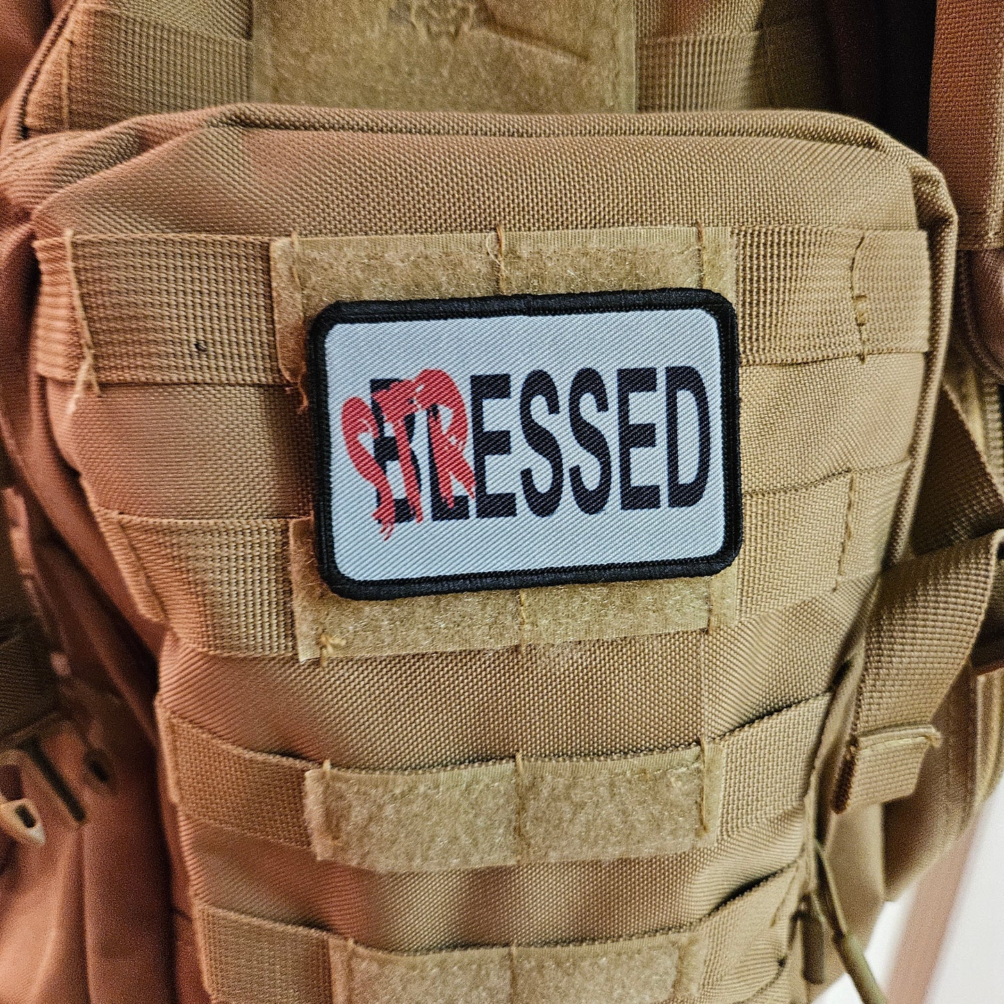 Too stressed to be blessed meme funny 2"x3" morale patch with hook and loop backing