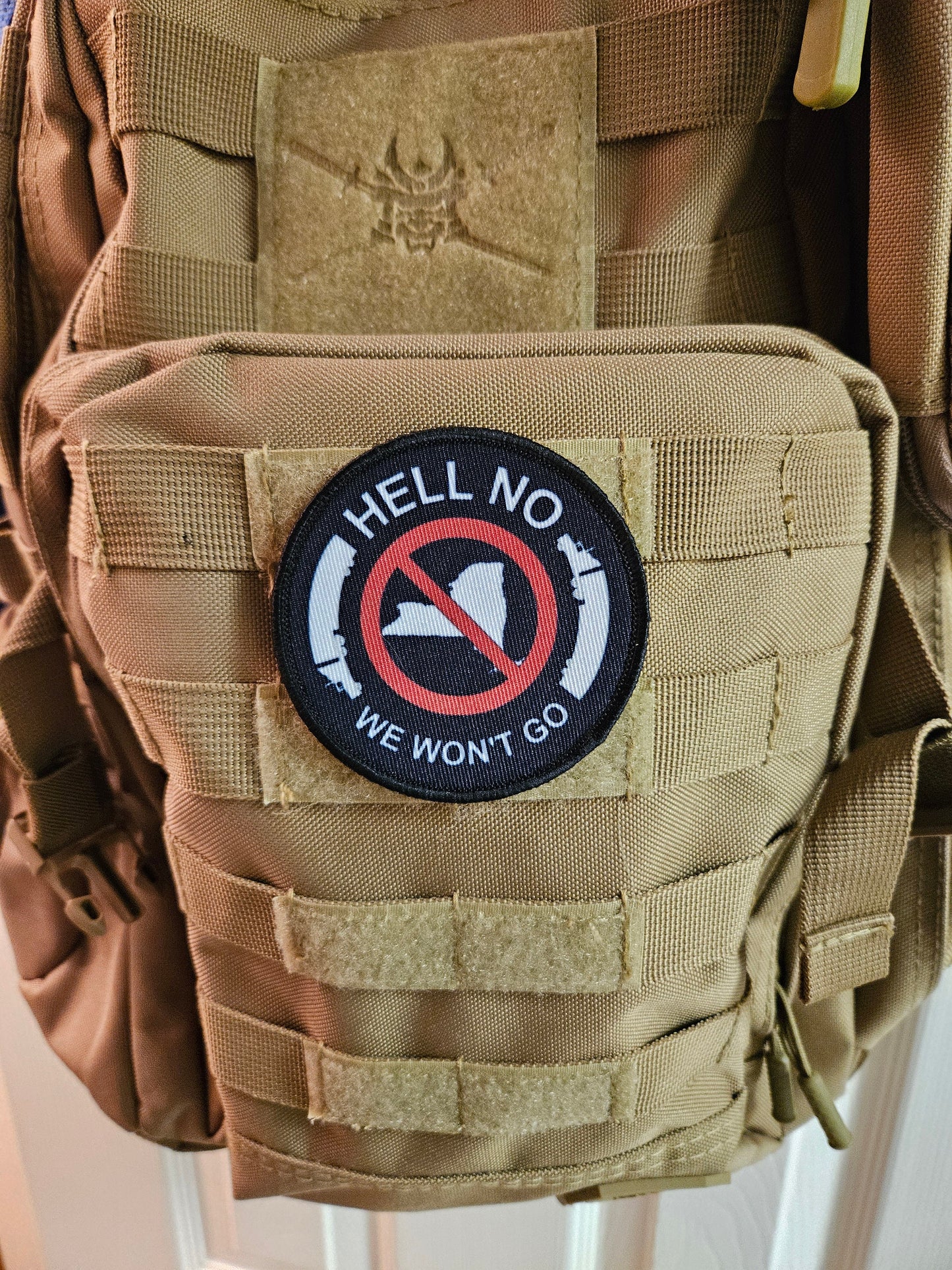 New York trucker boycott protest 3" circle removable morale patch with hook and loop backing