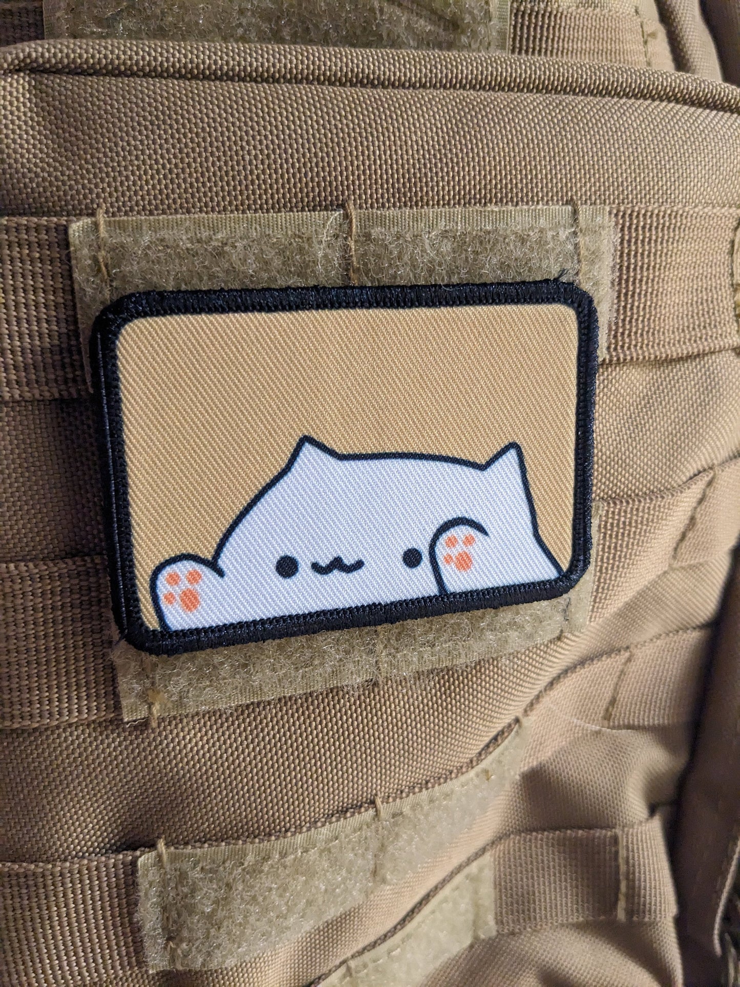 Bongo fat cat meme 2"x3" removable morale patch with hook and loop backing