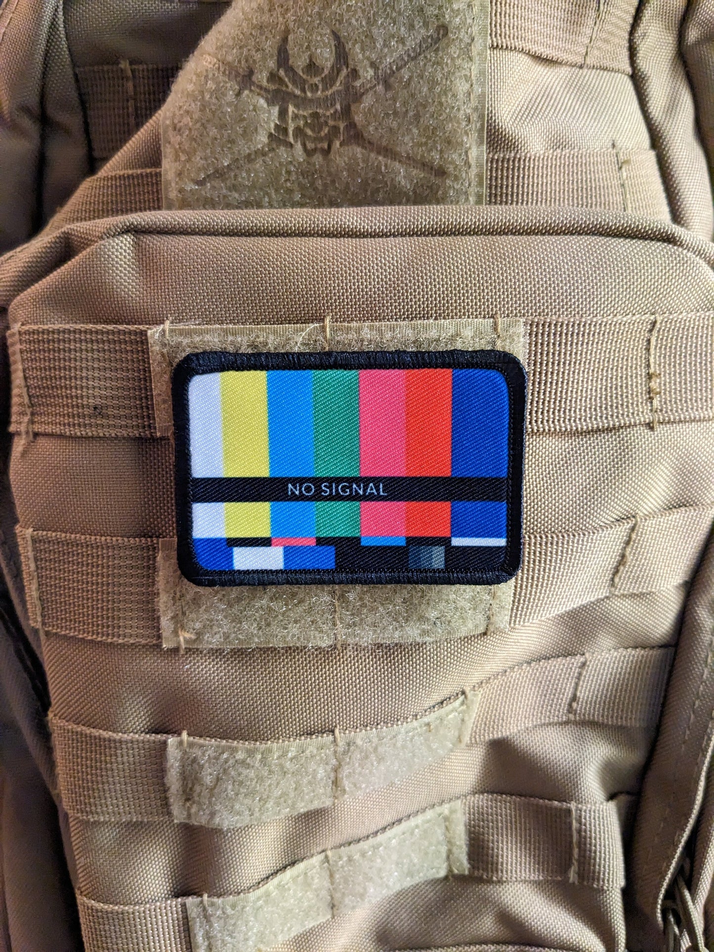 No signal late night tv joke meme 2"x3" morale patch with hook and loop backing