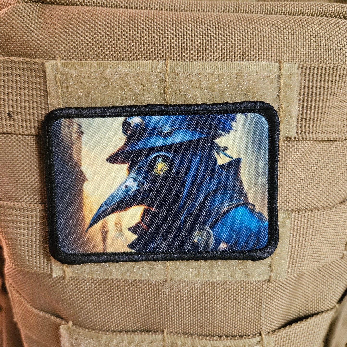 Steampunk plague doctor goth artistic 2"x3" morale patch with hook and loop backing