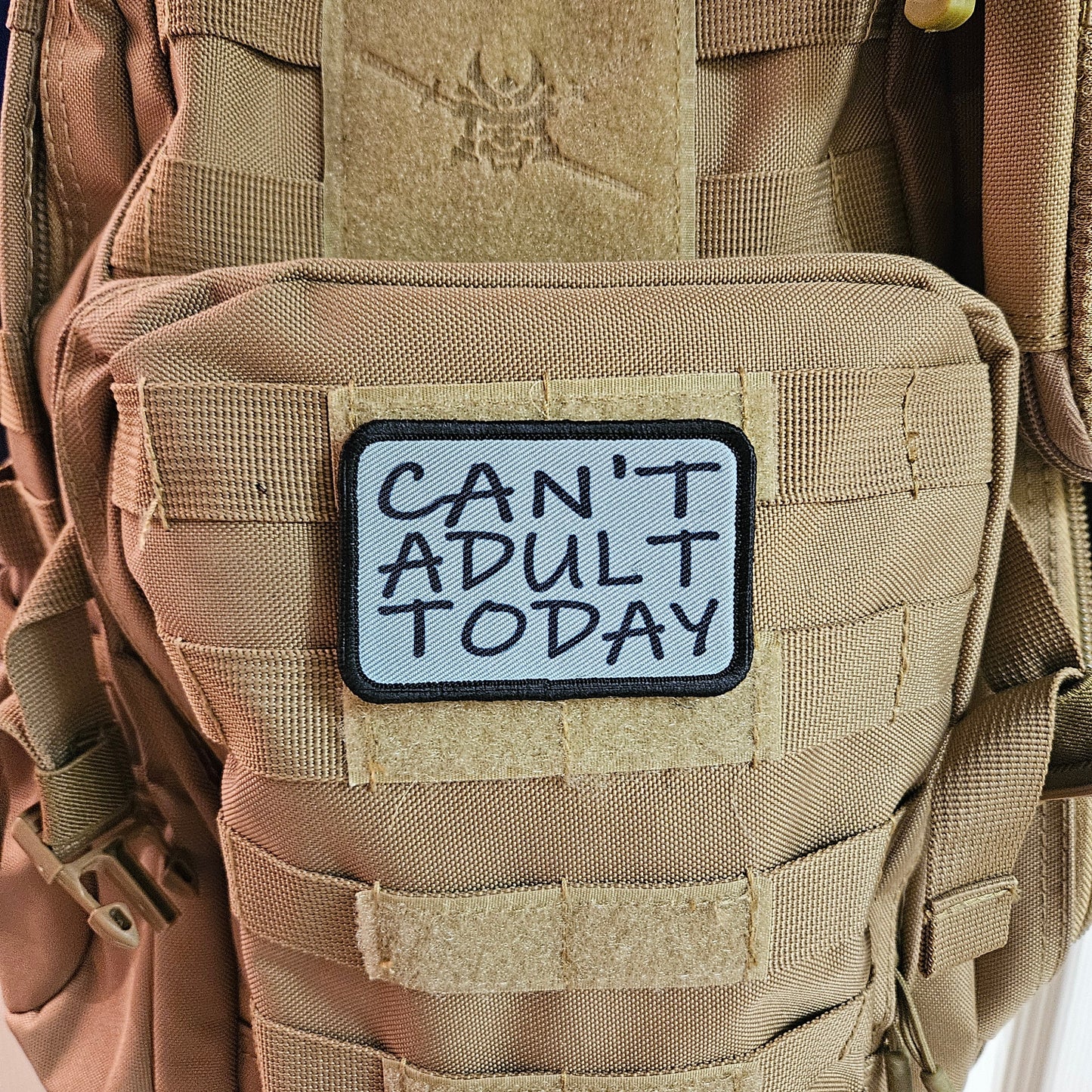 Can't adult today meme patch 2" x3" inch morale patch hook and loop backing black and white
