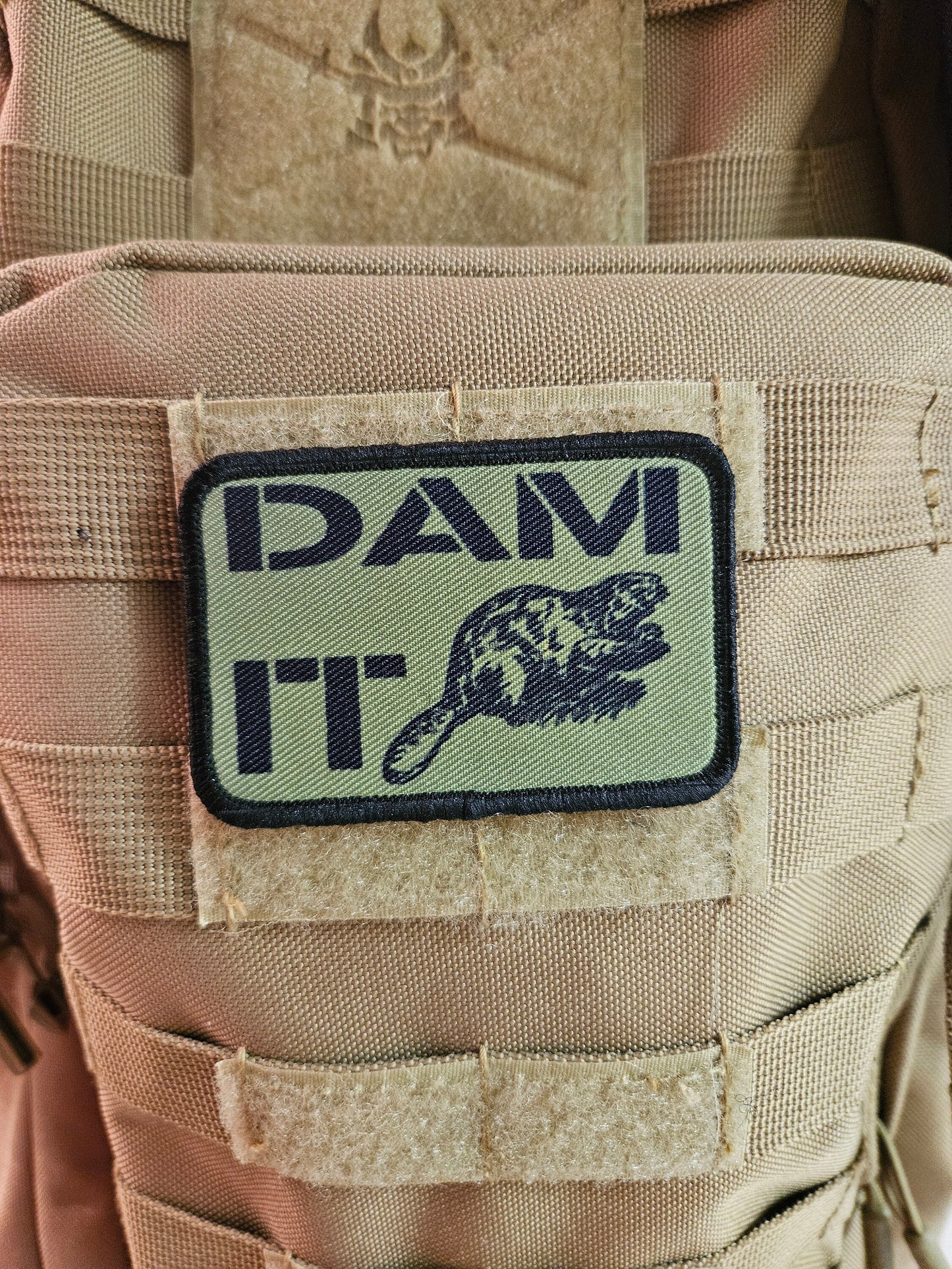 Beaver dam it is a meme 2"x3" removable morale patch with hook and loop backing