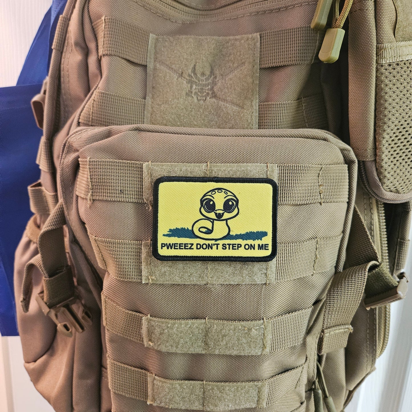 Don't tread on deez nuts and bolts Gadsden flag meme 2"x3" removable morale patch with hook and loop backing