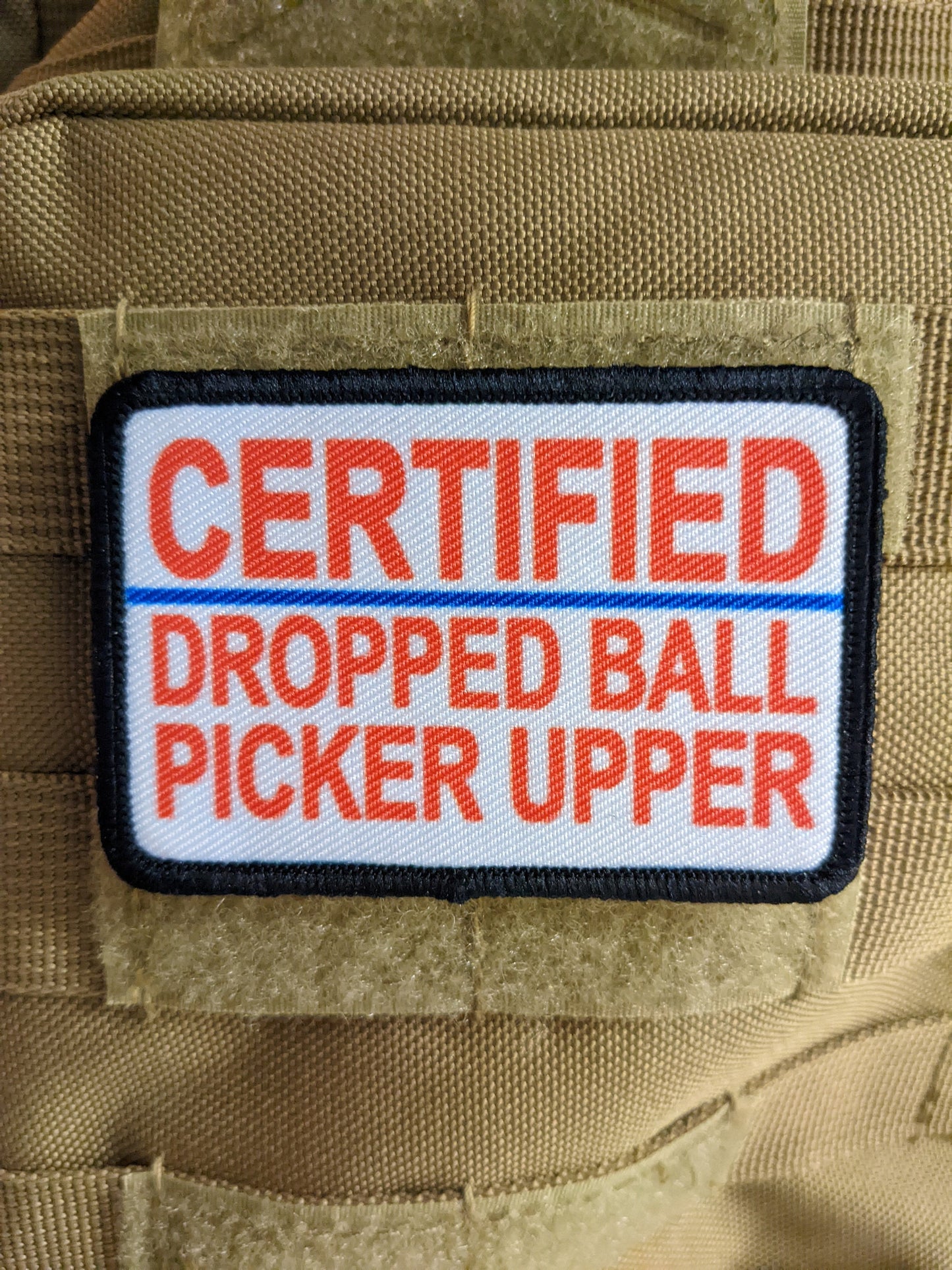 Certified dropped ball picker upper removable patch 2"x3" morale patch with hook and loop backing