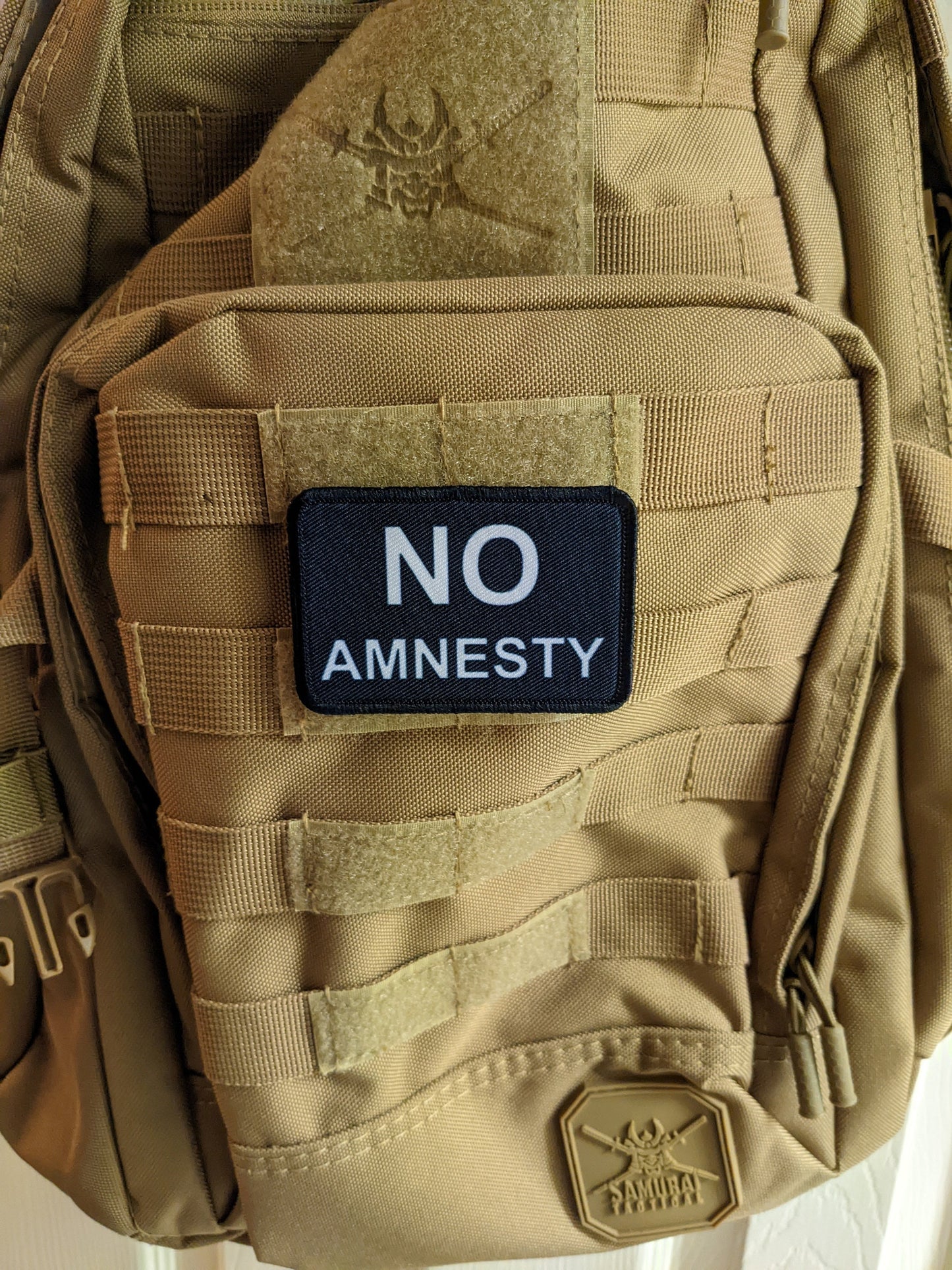 No amnesty we will not forget lockdowns 2"x3" morale patch with hook and loop backing military joke meme