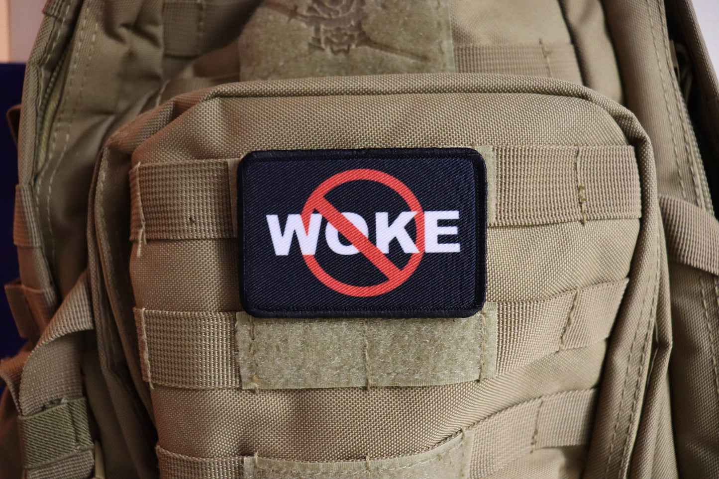 no woking anti woke get woke go broke 2"x3" morale patch with hook and loop backing