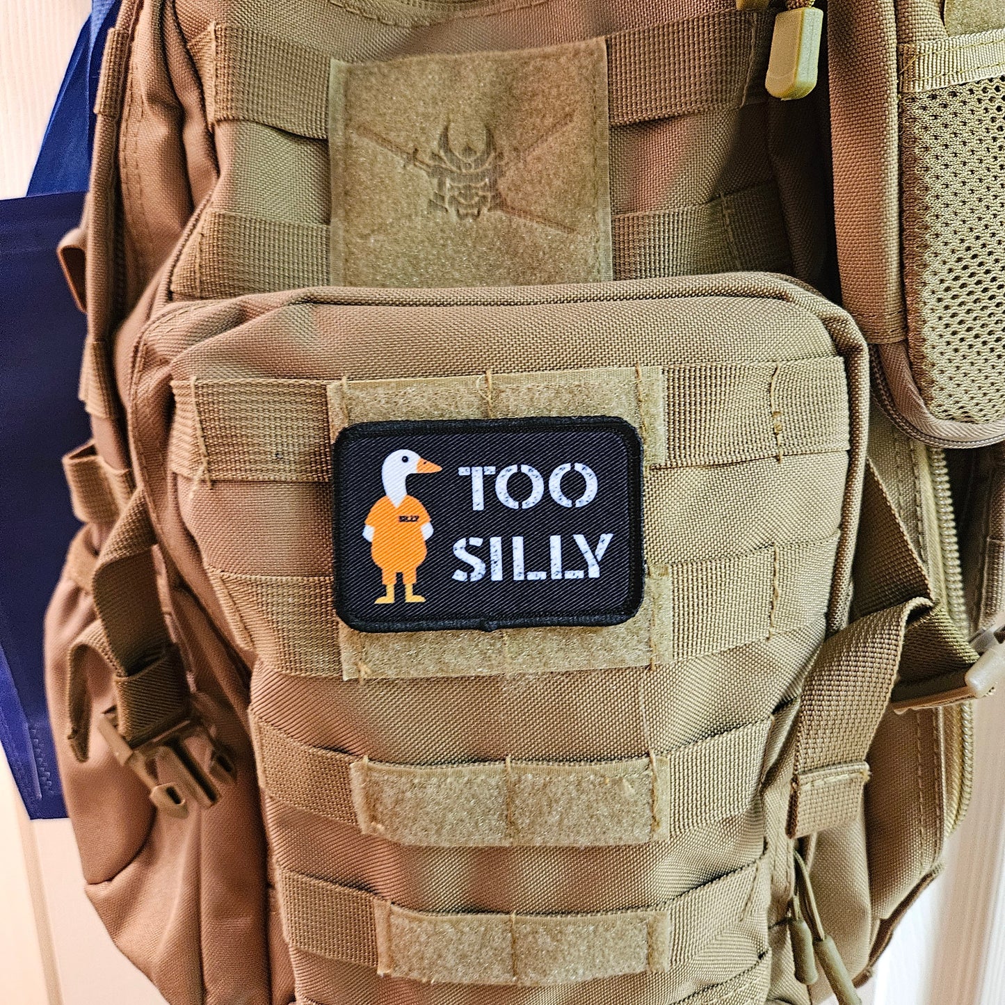 Silly goose was too silly prison meme funny 2"x3" morale patch with hook and loop backing