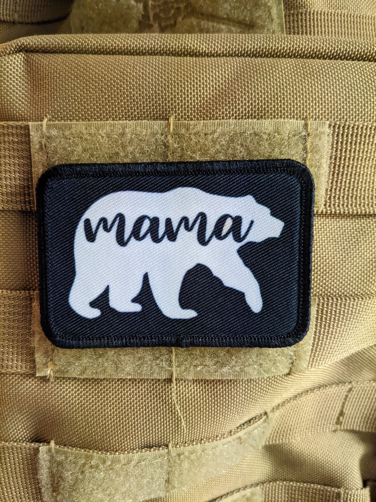 Mama bear Papa bear baby bear family combo 2"x3" white morale patch with hook and loop backing