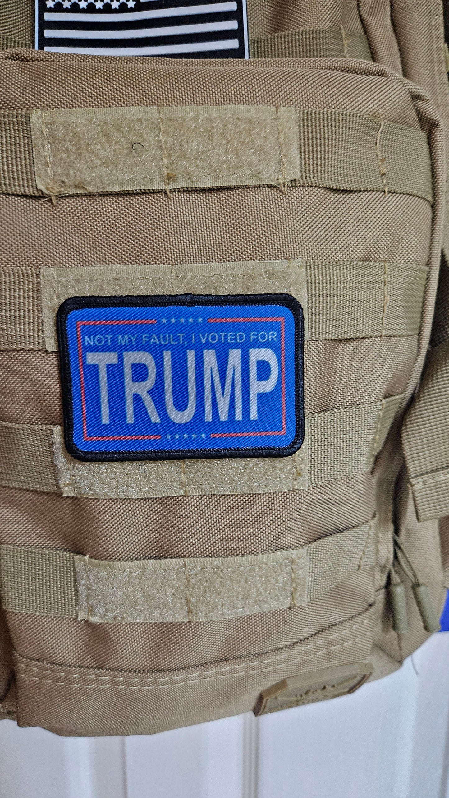 It's not my fault I voted for trump meme 2"x3" removable morale patch with hook and loop backing
