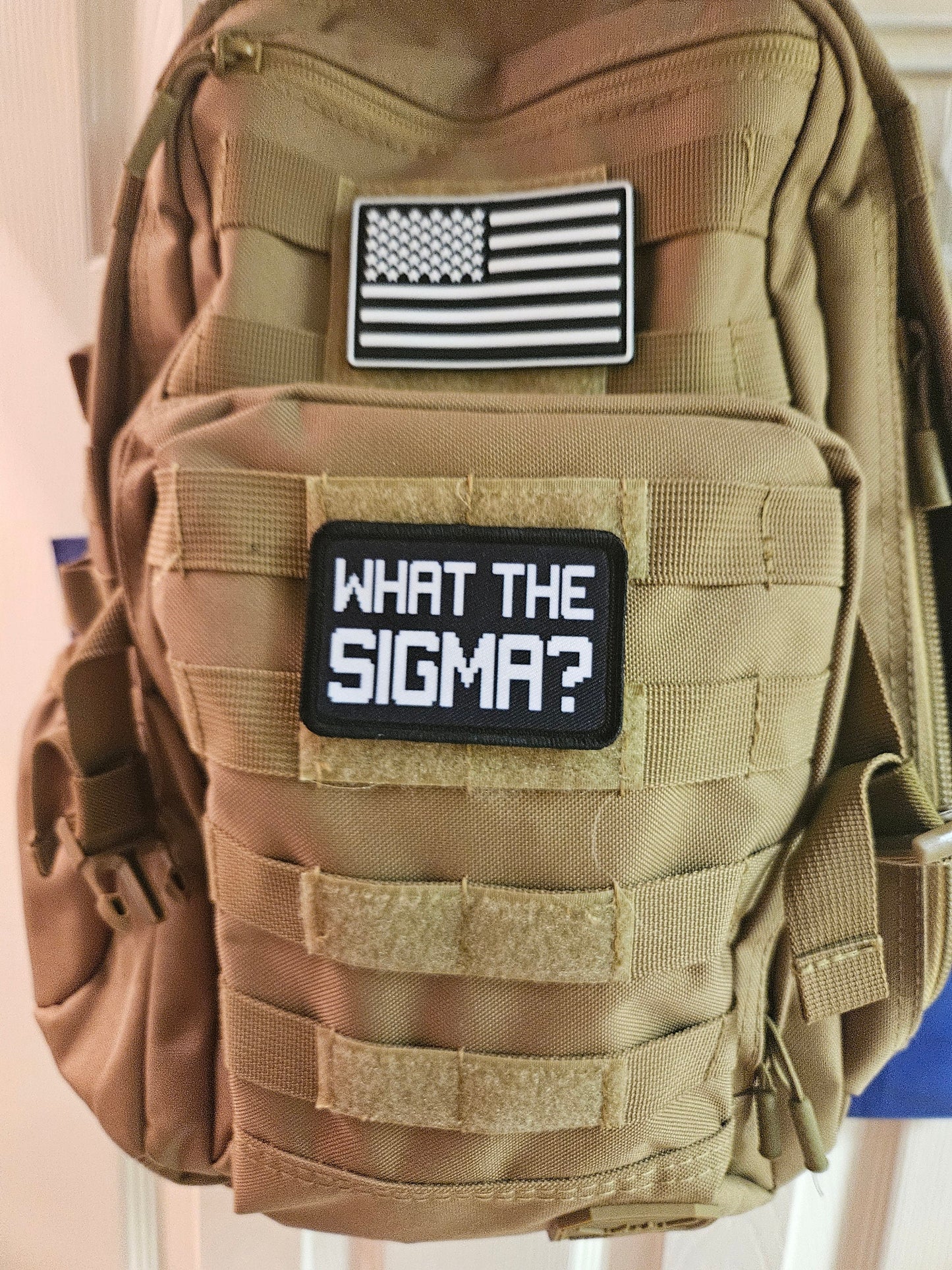 What the sigma meme 2"x3" morale patch with hook and loop backing