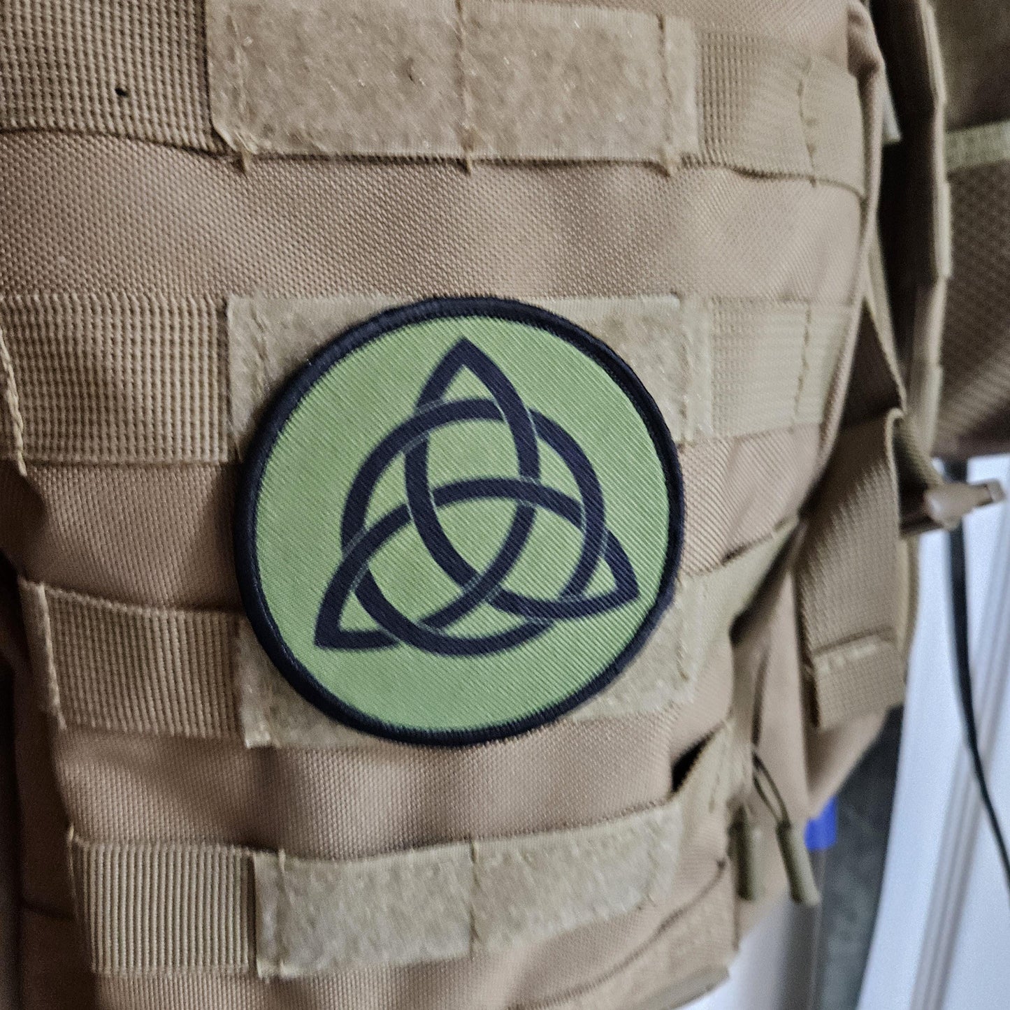 celtic knot triquetra rune 3" circle removable tactical morale patch with hook and loop for hat