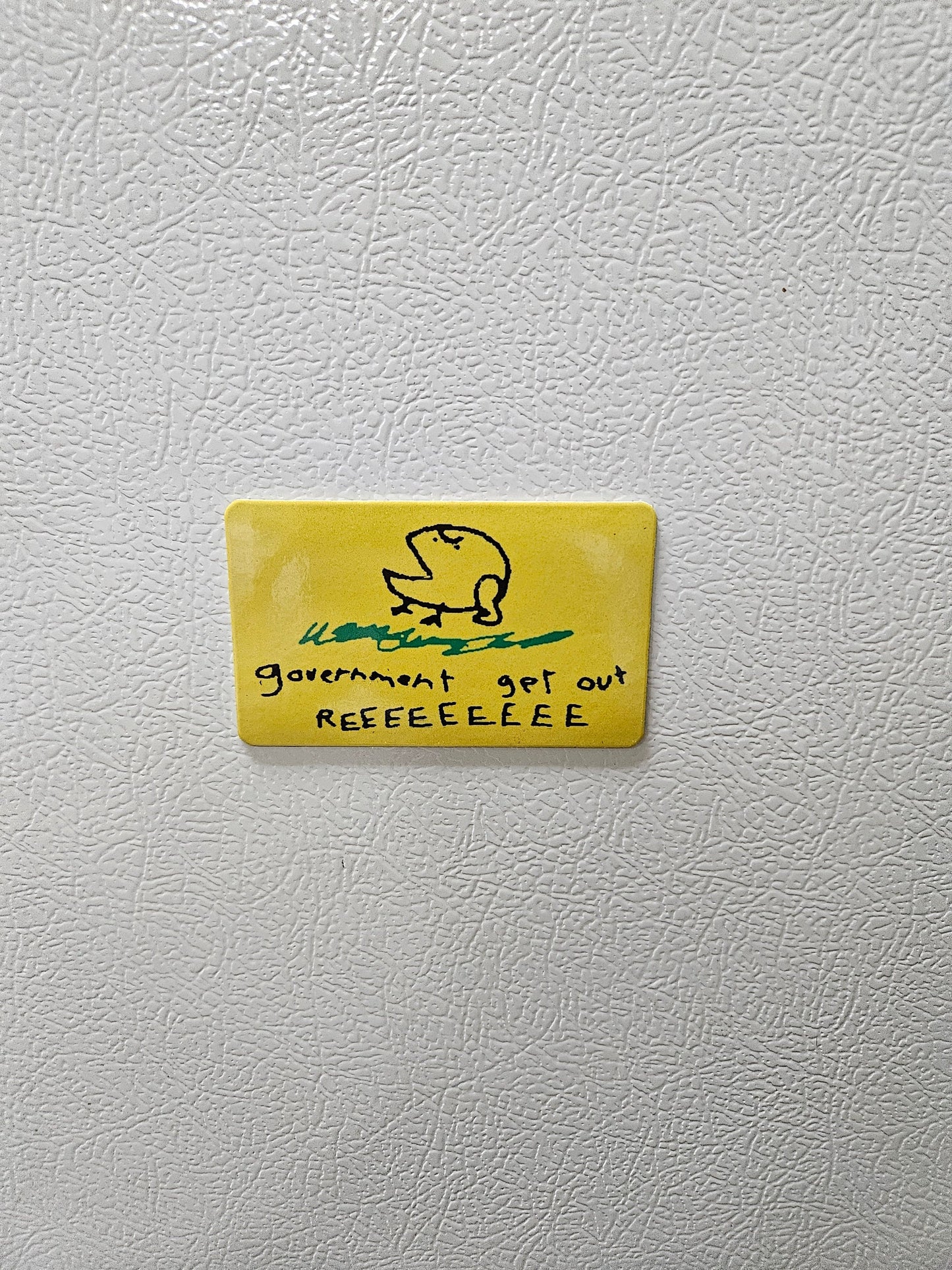 Lot of three Government get out reeeee Gadsden flag parody fridge magnet x3. 2x3.5" dimensions