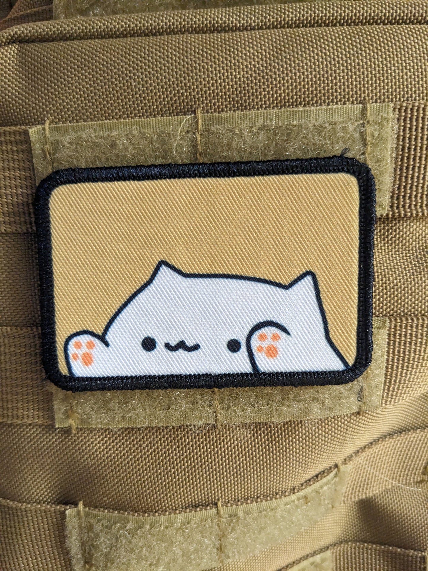 Bongo fat cat meme 2"x3" removable morale patch with hook and loop backing
