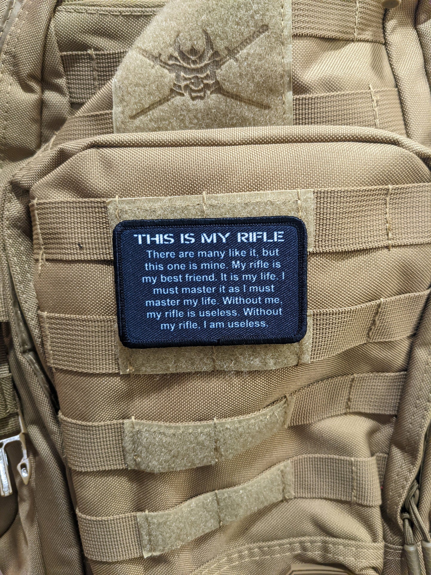 Rifleman's Creed text USMC army military 2"x3" morale patch with hook and loop backing