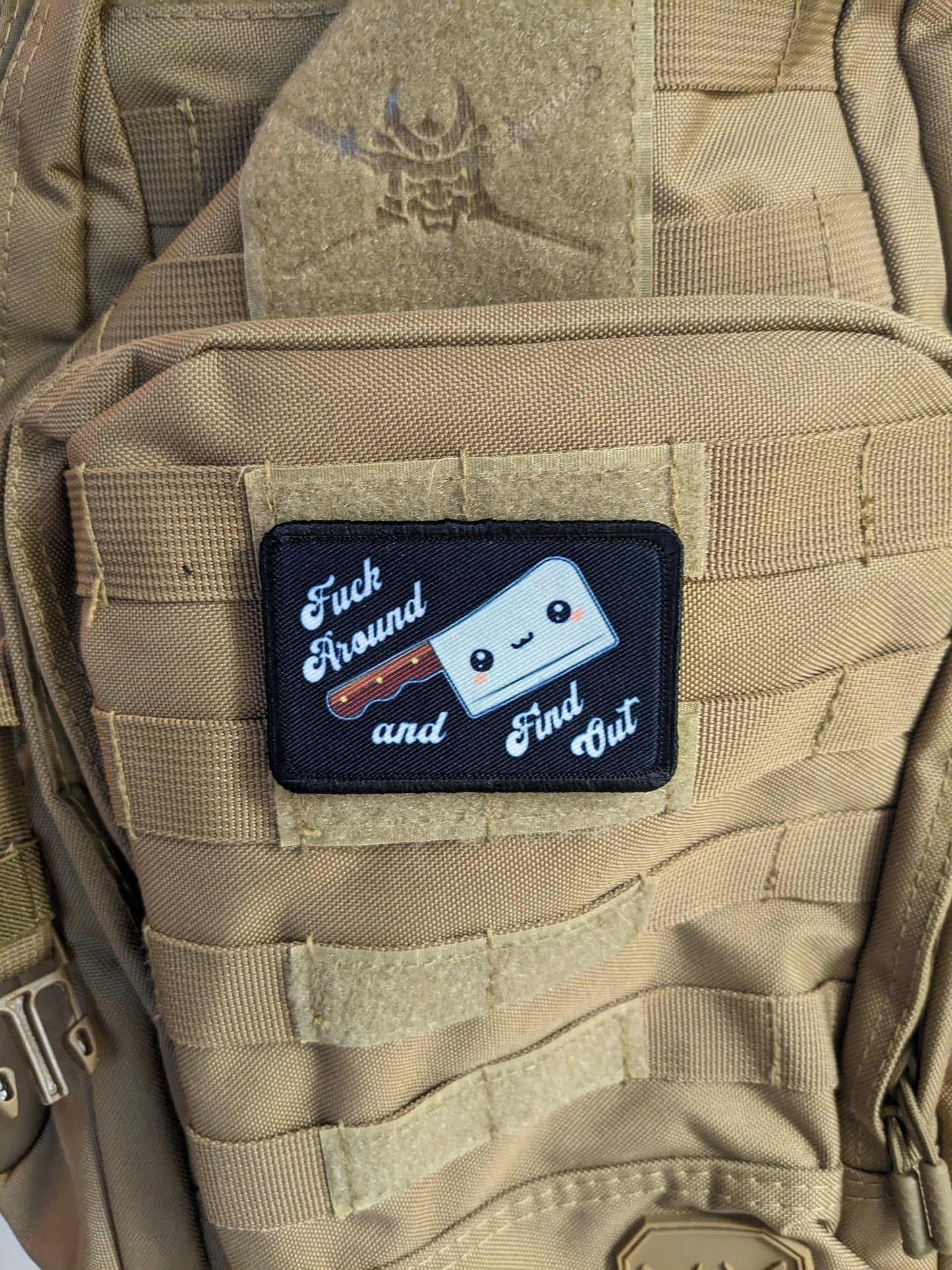 F around and find out cleaver funny meme cute 2"x3" morale patch with hook and loop backing