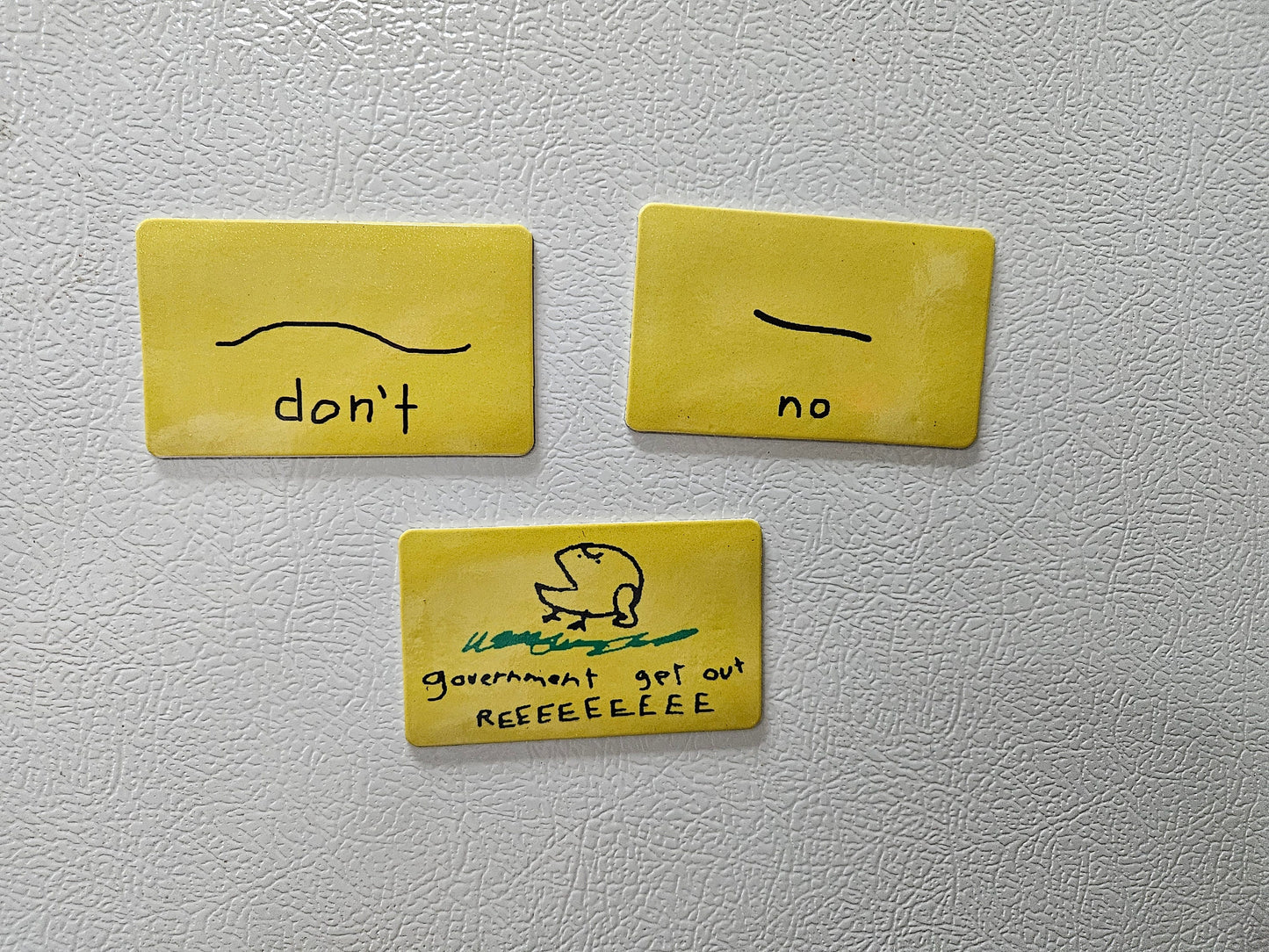 Combo three poorly drawn gadsden flag parody fridge magnets 2x3.5" dimensions