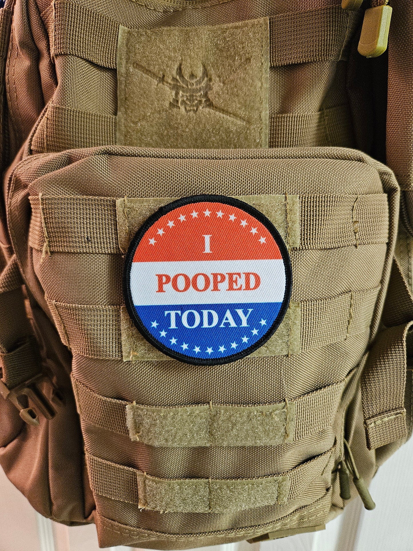 I pooped today meme 3" circle removable morale patch with hook and loop backing