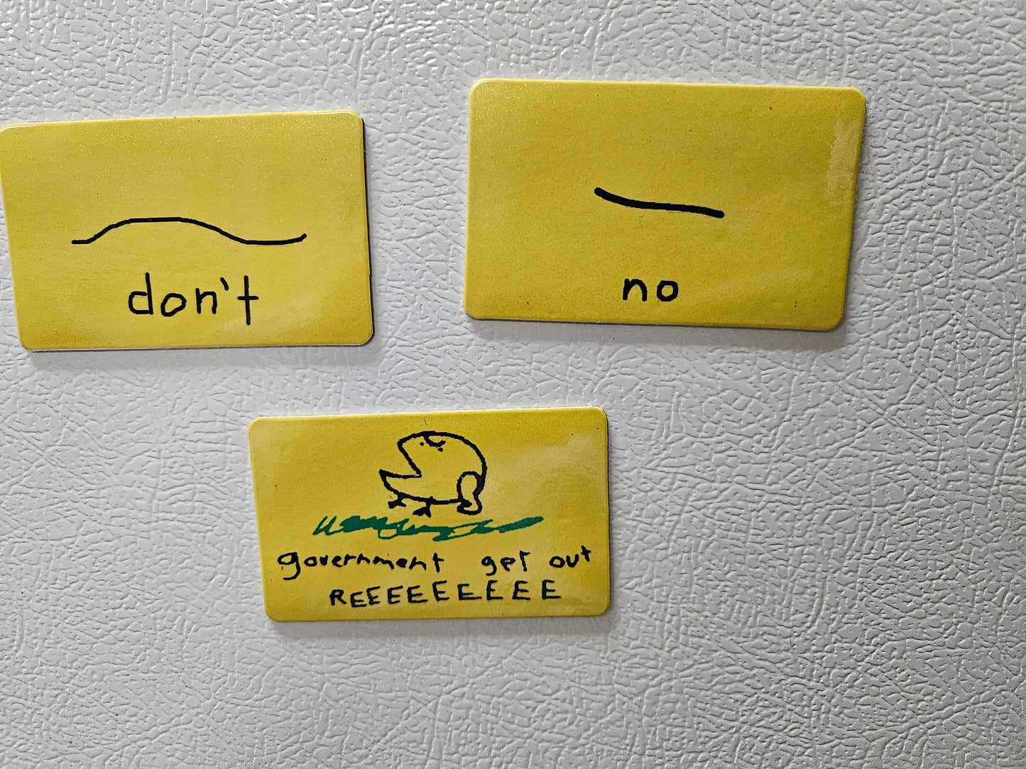Combo three poorly drawn gadsden flag parody fridge magnets 2x3.5" dimensions