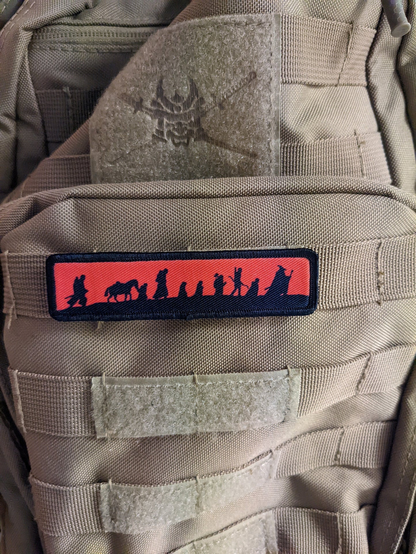 LOTR fellowship silhouette red 1"x4" removable morale patch with hook and loop backing good for back of operator hats