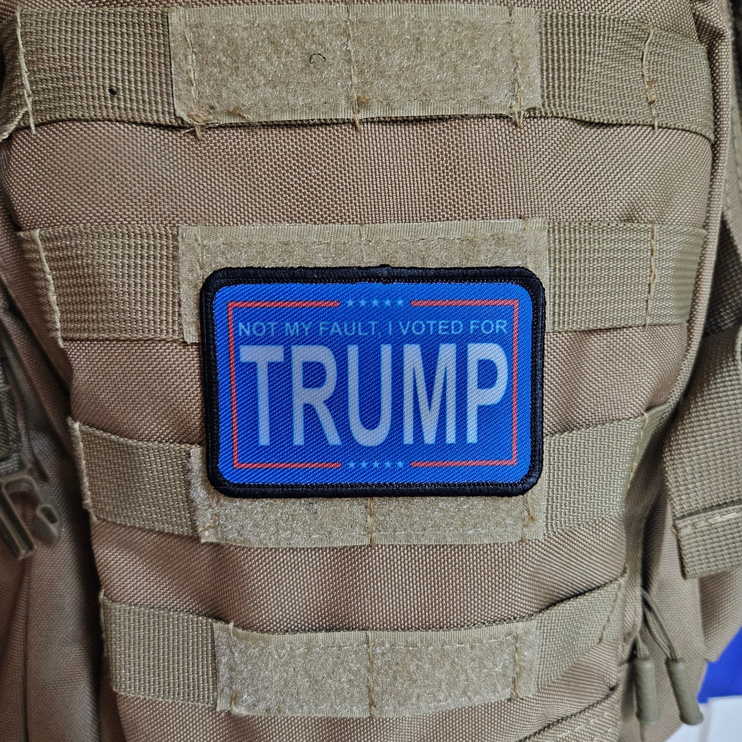 It's not my fault I voted for trump meme 2"x3" removable morale patch with hook and loop backing