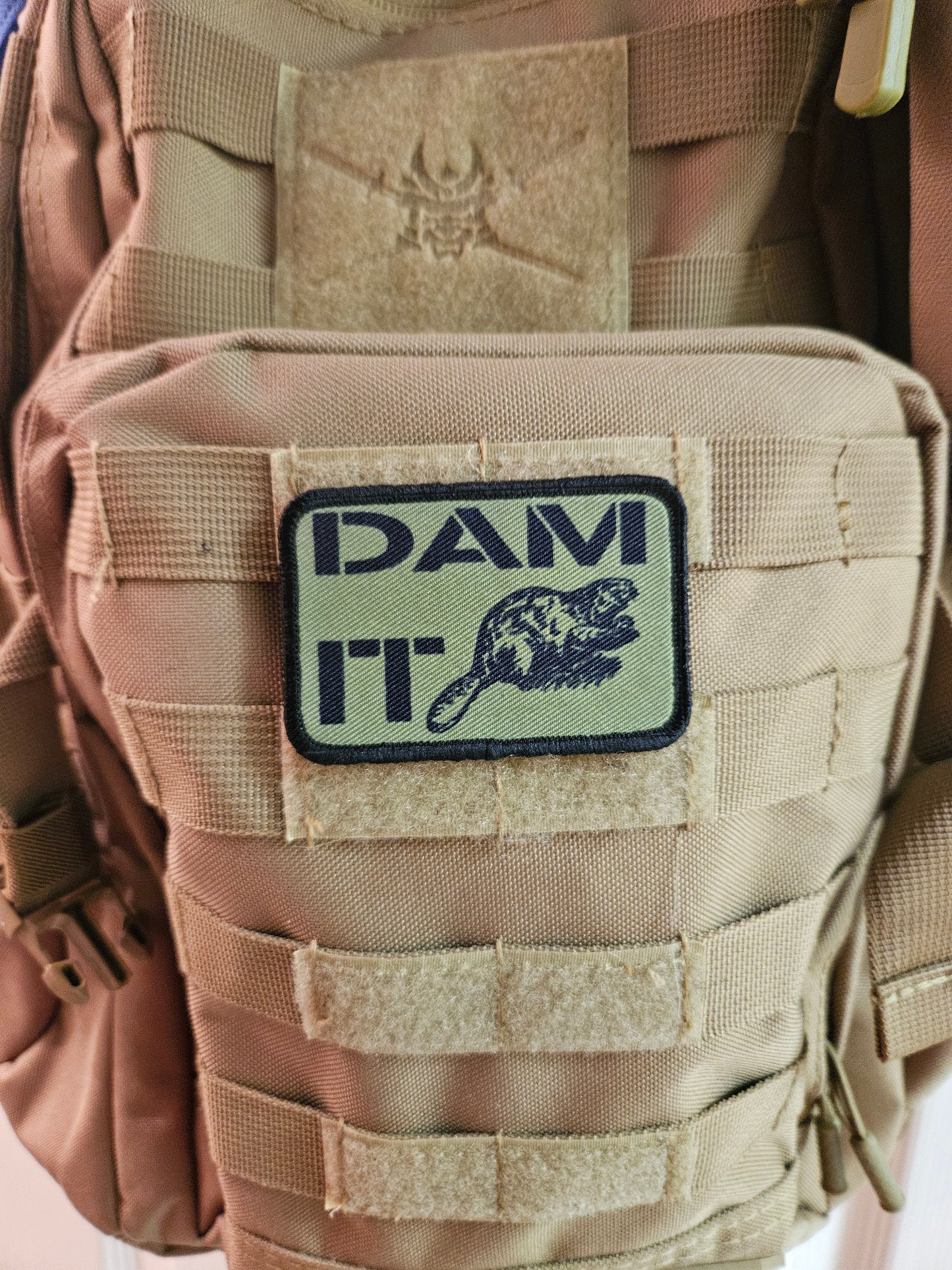 Beaver dam it is a meme 2"x3" removable morale patch with hook and loop backing