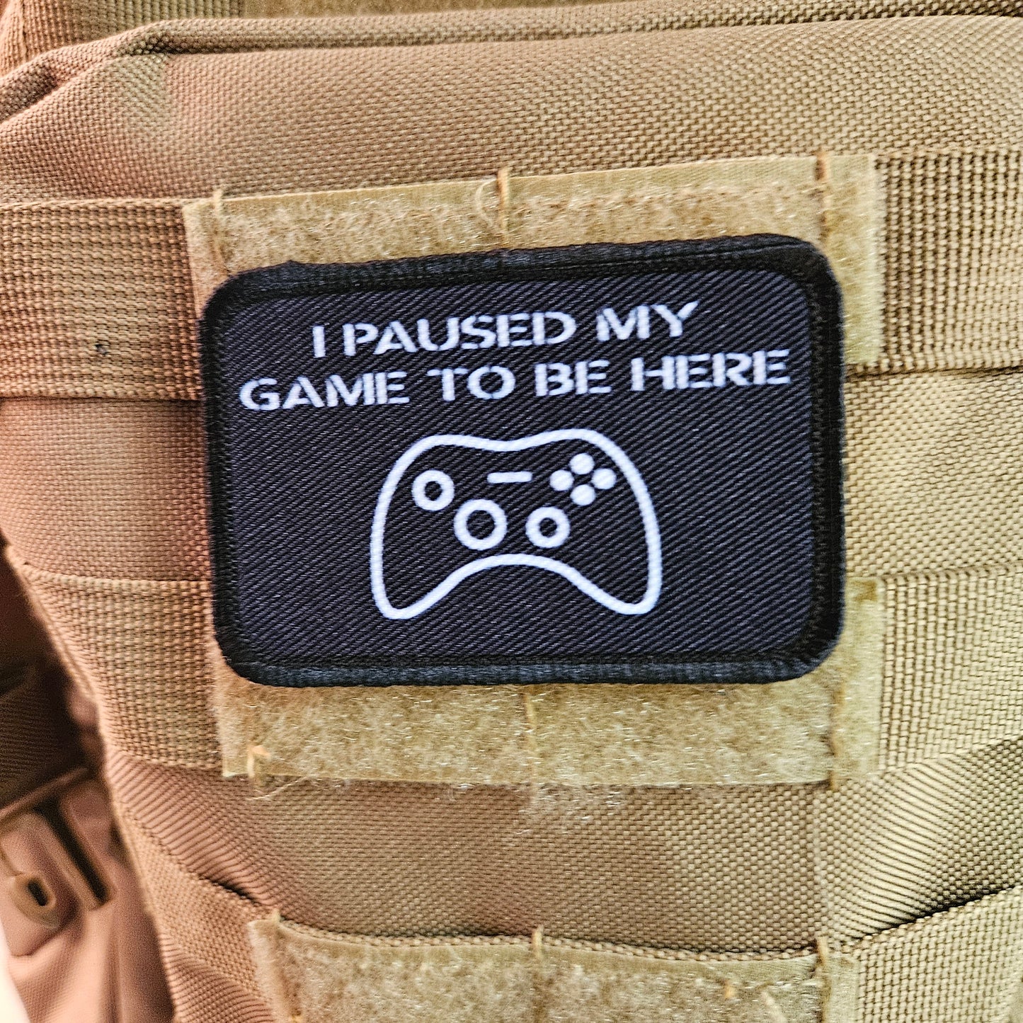 I paused my game to be here meme 2"x3" removable morale patch with hook and loop backing