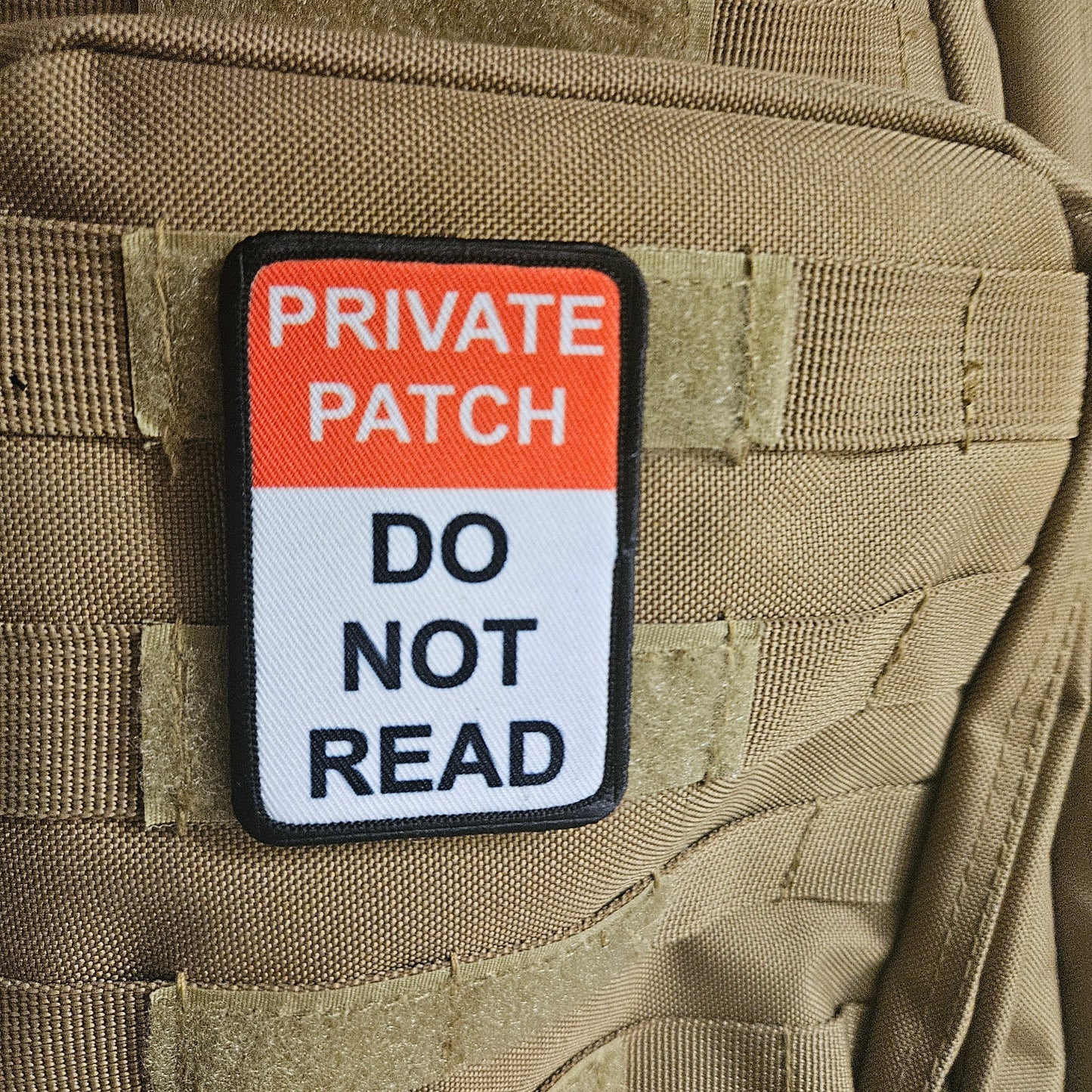 Private patch do not read joke k2"x3" morale patch with hook and loop backing