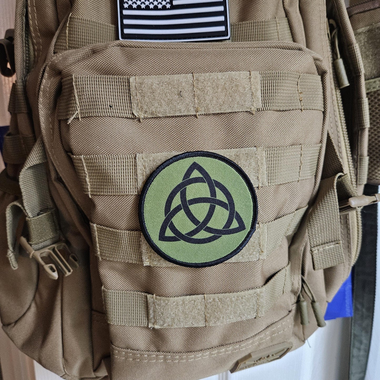celtic knot triquetra rune 3" circle removable tactical morale patch with hook and loop for hat