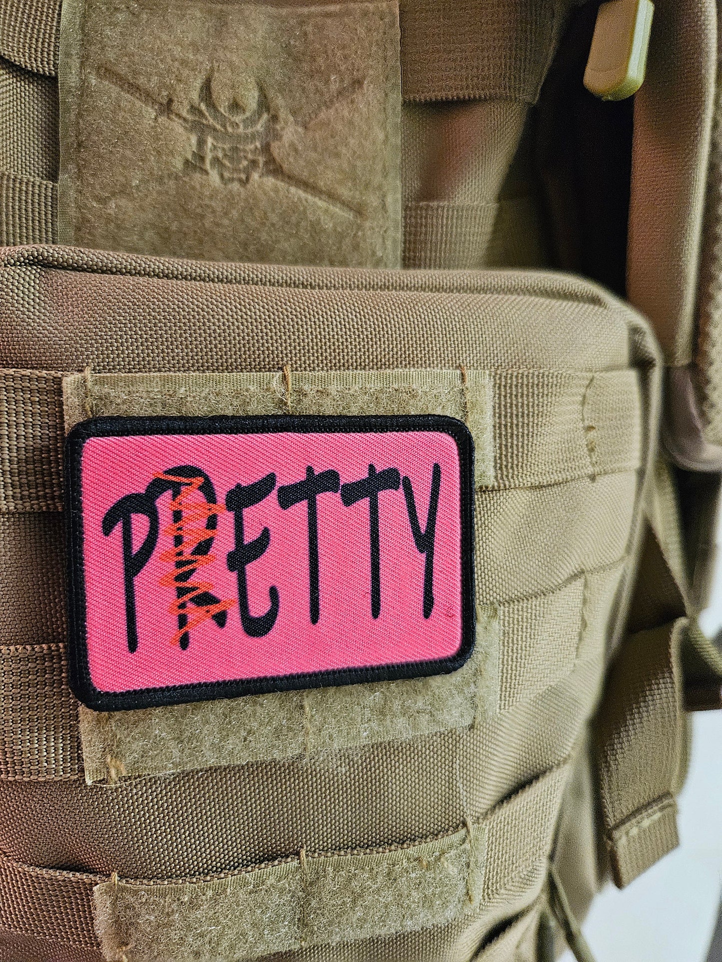 Pretty petty meme 2"x3" removable morale patch with hook and loop backing