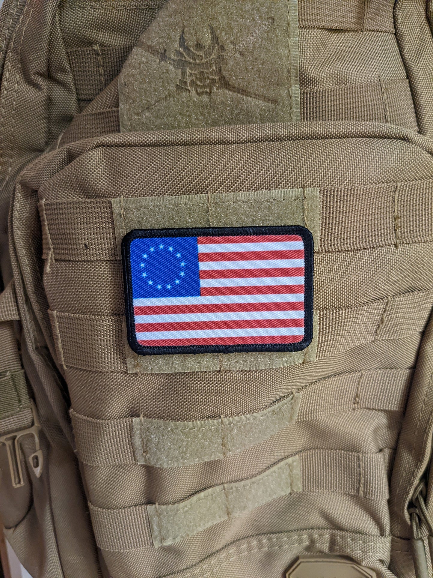 Betsy Ross American Revolution Flag 2"x3" morale patch with hook and loop backing