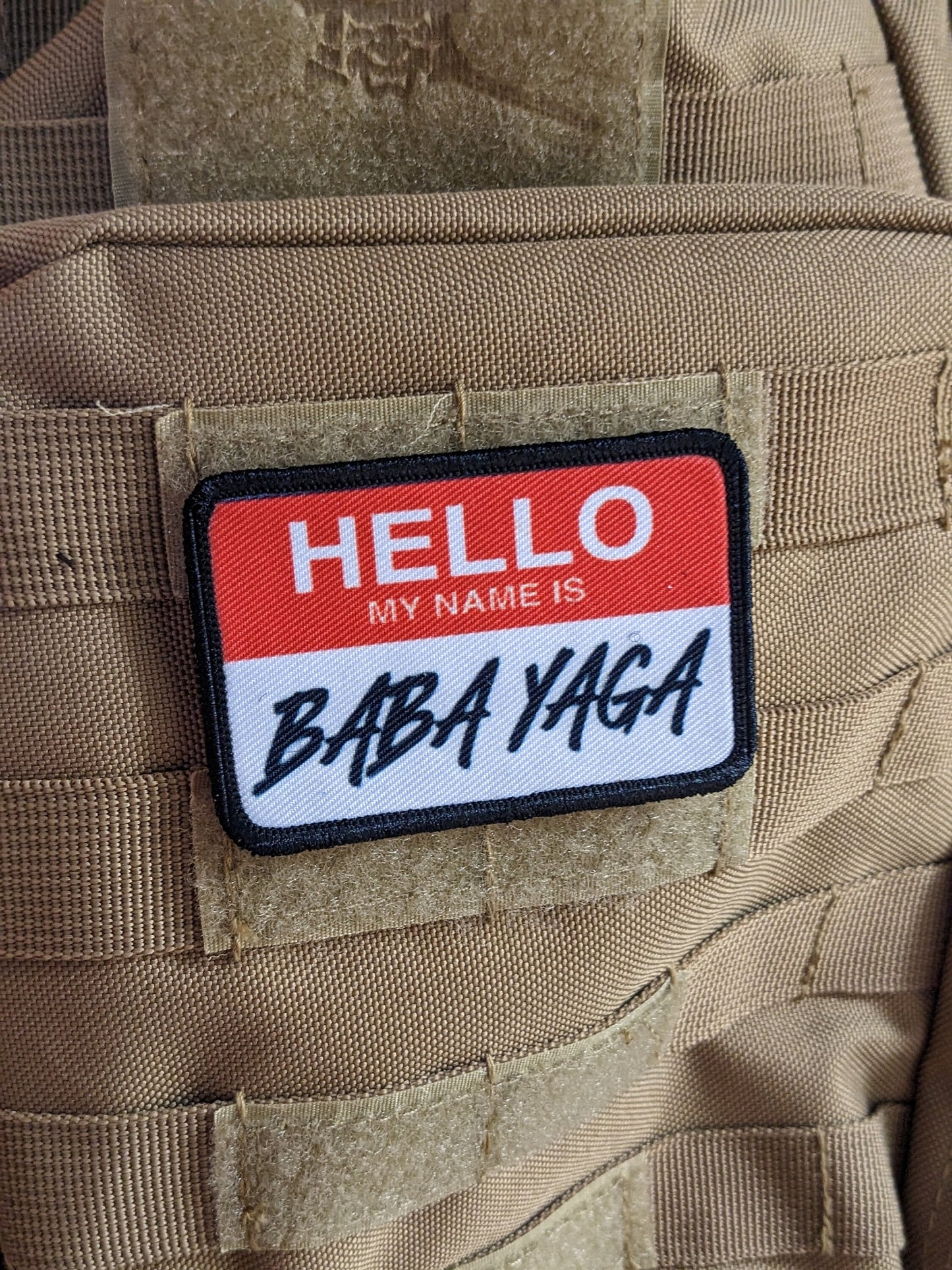 Baba Yaga name tag 2"x3" morale patch with hook and loop backing