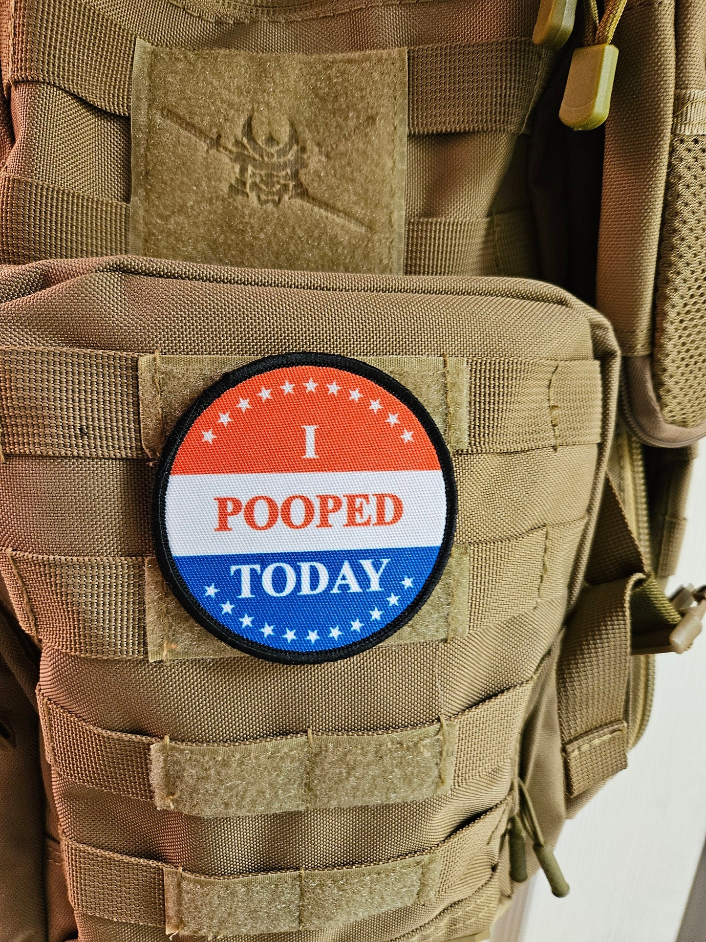 I pooped today meme 3" circle removable morale patch with hook and loop backing