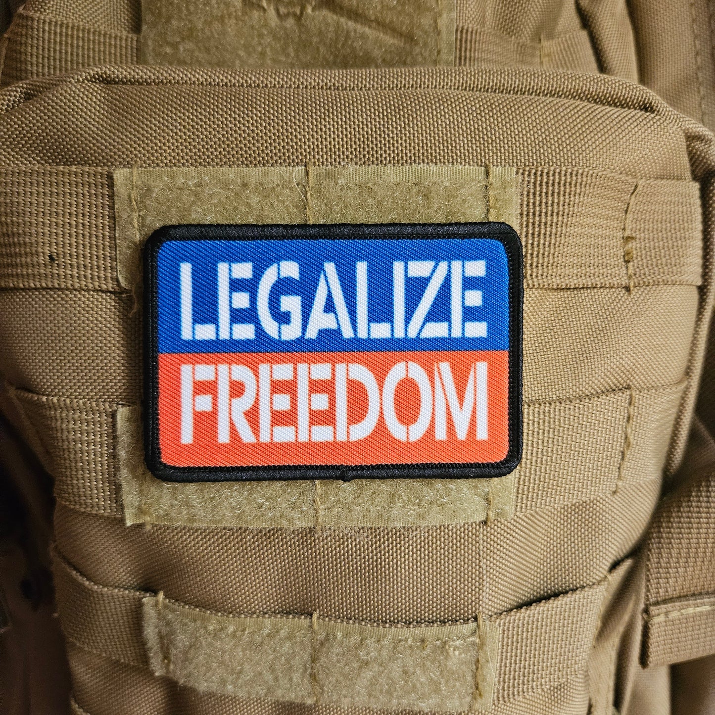 Legalize freedom 2"x3" removable morale patch with hook and loop backing