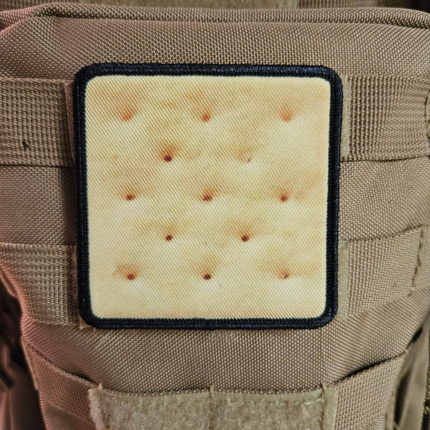Saltine cracker enthusiasts Morale patch 3x3" square patch with hook and loop backing