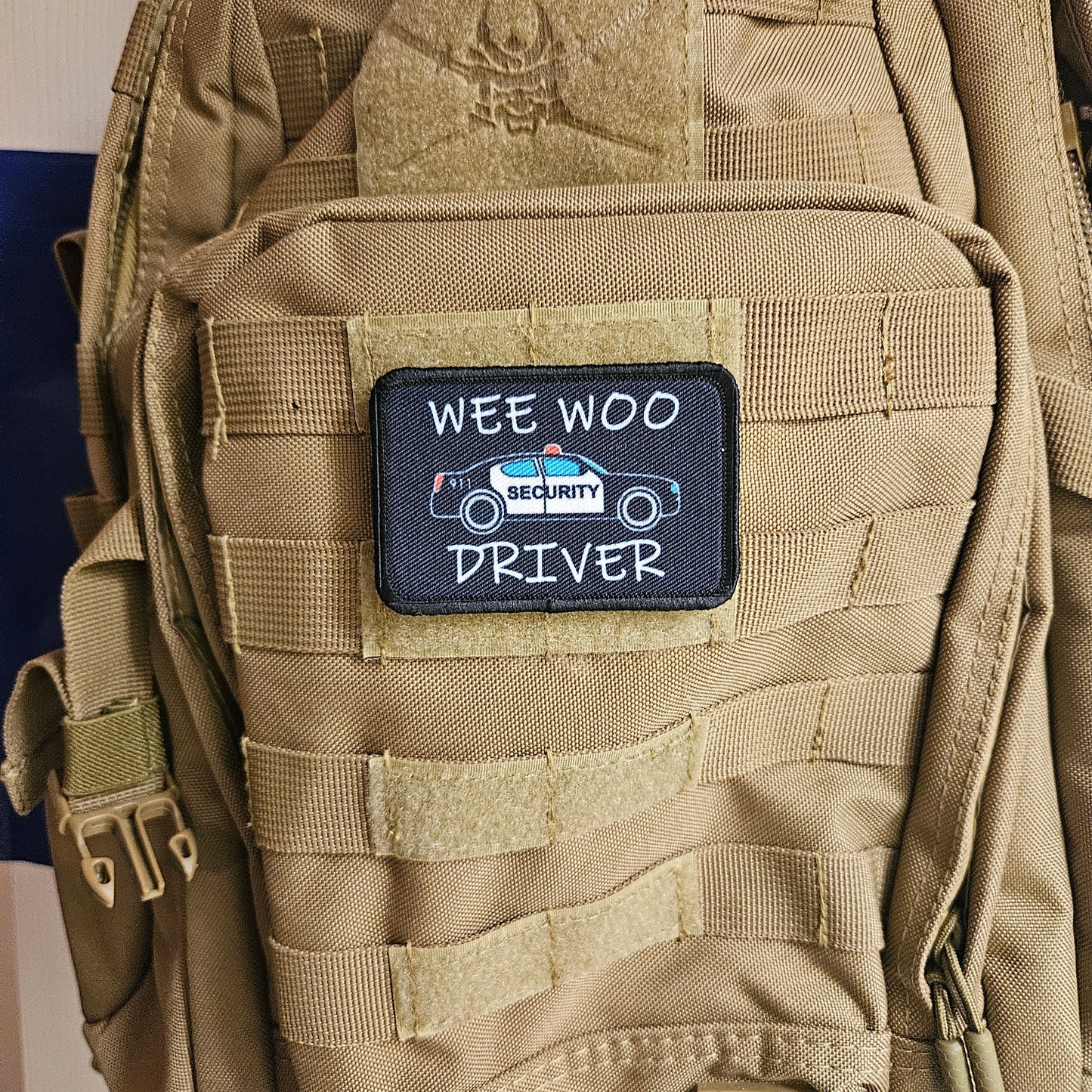 Security Wee woo driver sheriff department car driver funny 2"x3" removable morale patch with hook and loop backing