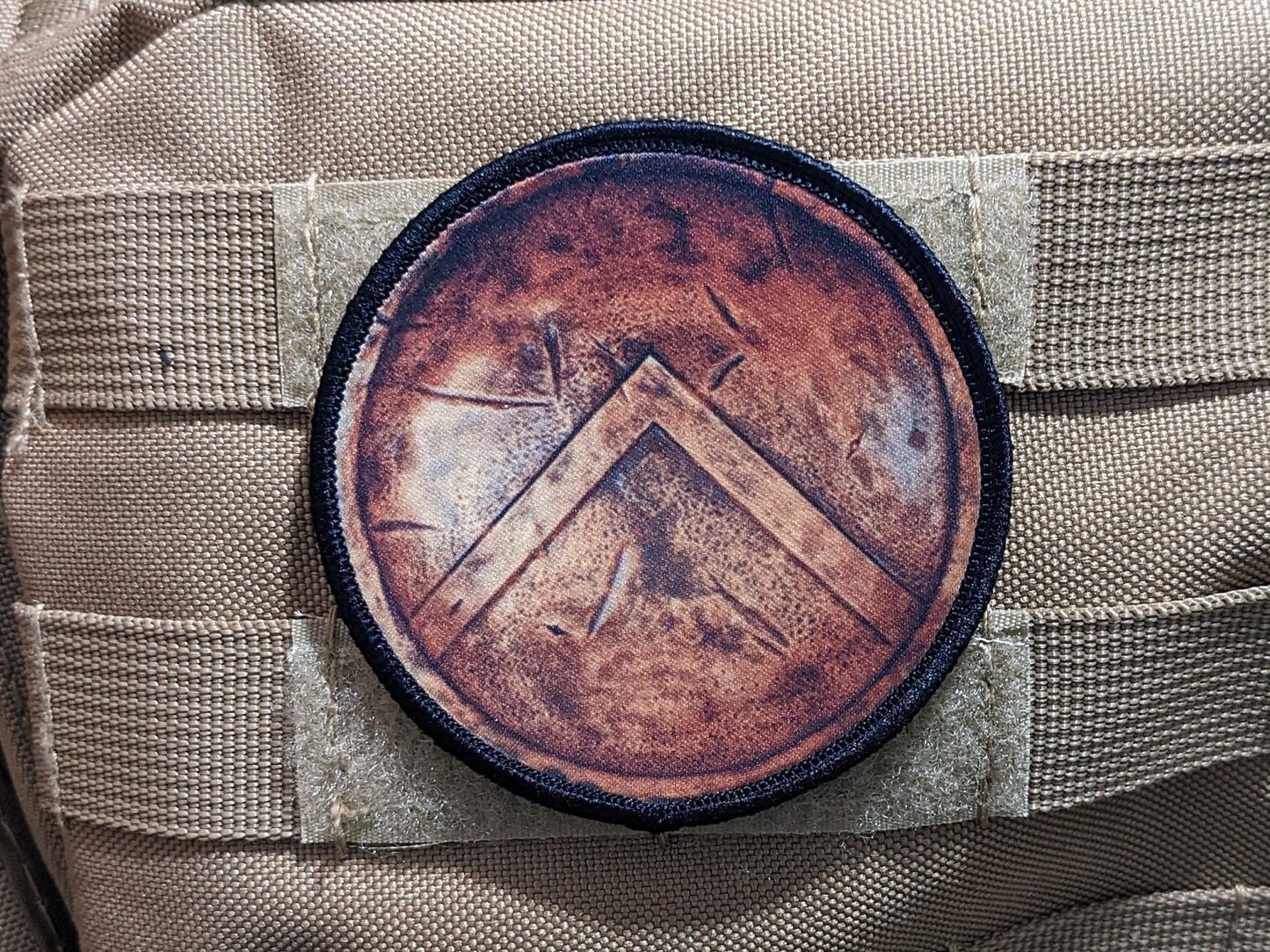Spartan shield military army navy marines meme 3" circle morale patch with hook and loop backing